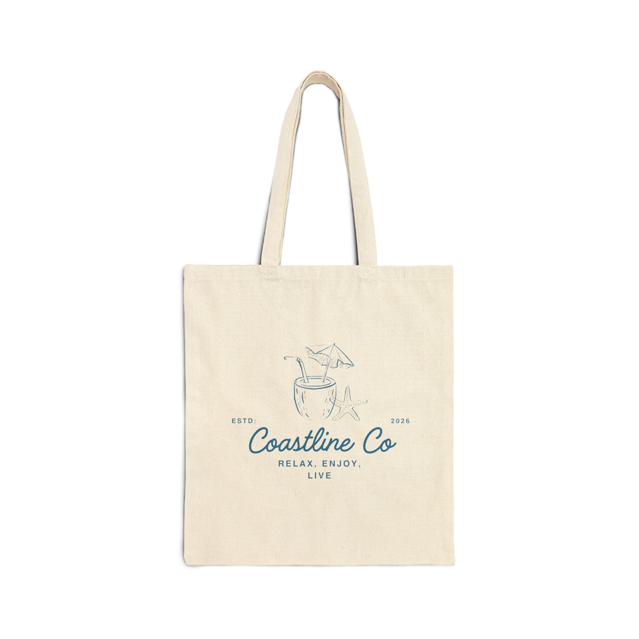 Coastline Co Canvas Tote Bag — Relax, Enjoy Beach Market Tote