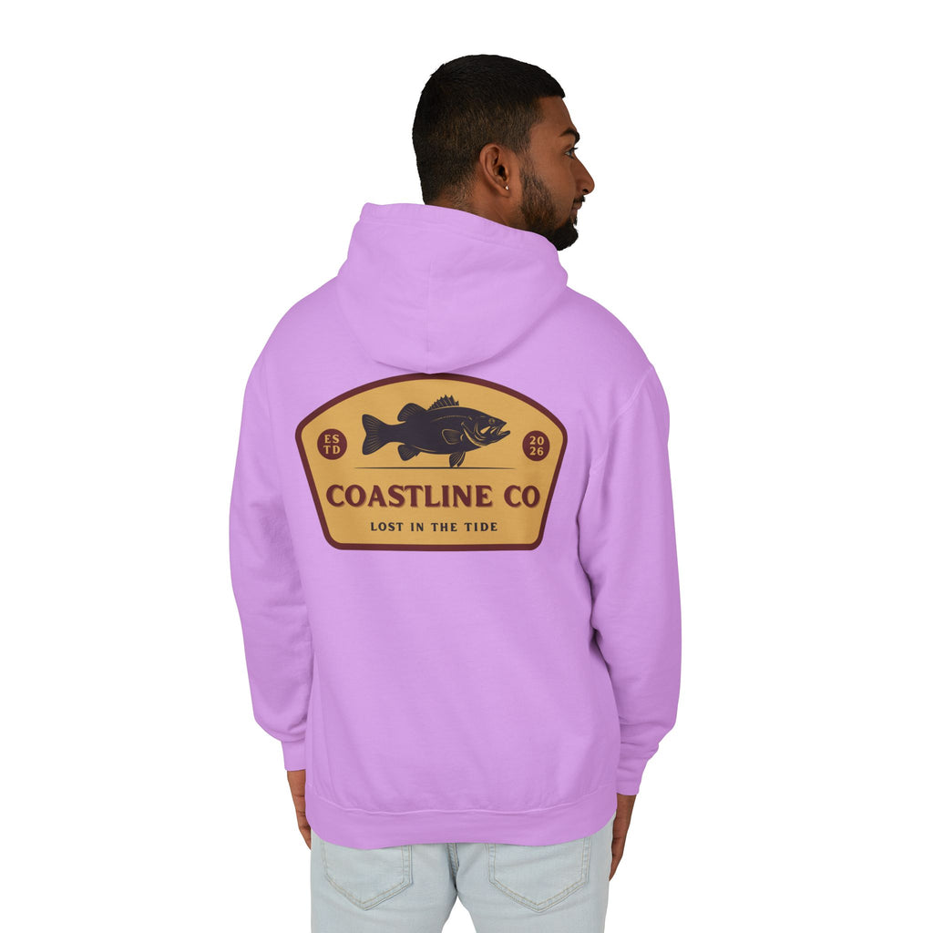 Coastline Co. Fish Logo Hoodie — Lightweight Coastal Pullover