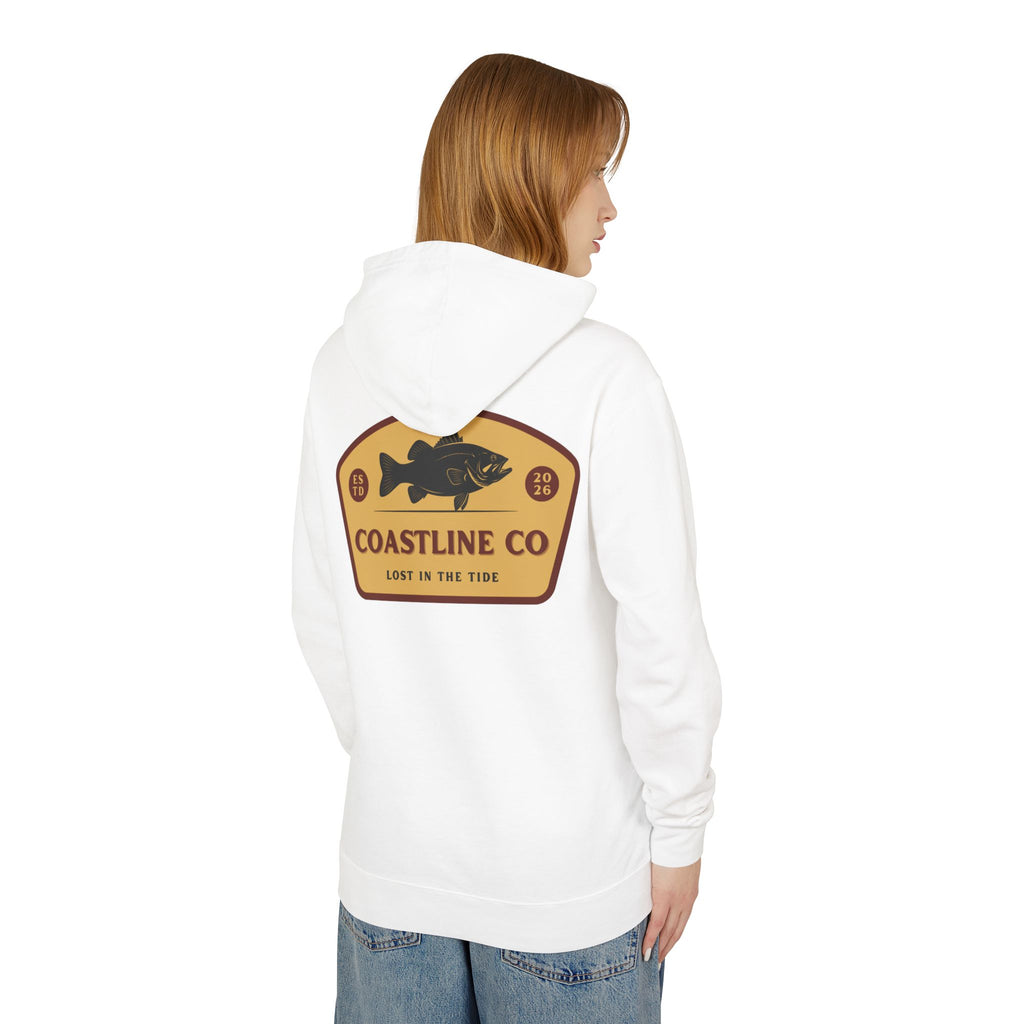 Coastline Co. Fish Logo Hoodie — Lightweight Coastal Pullover