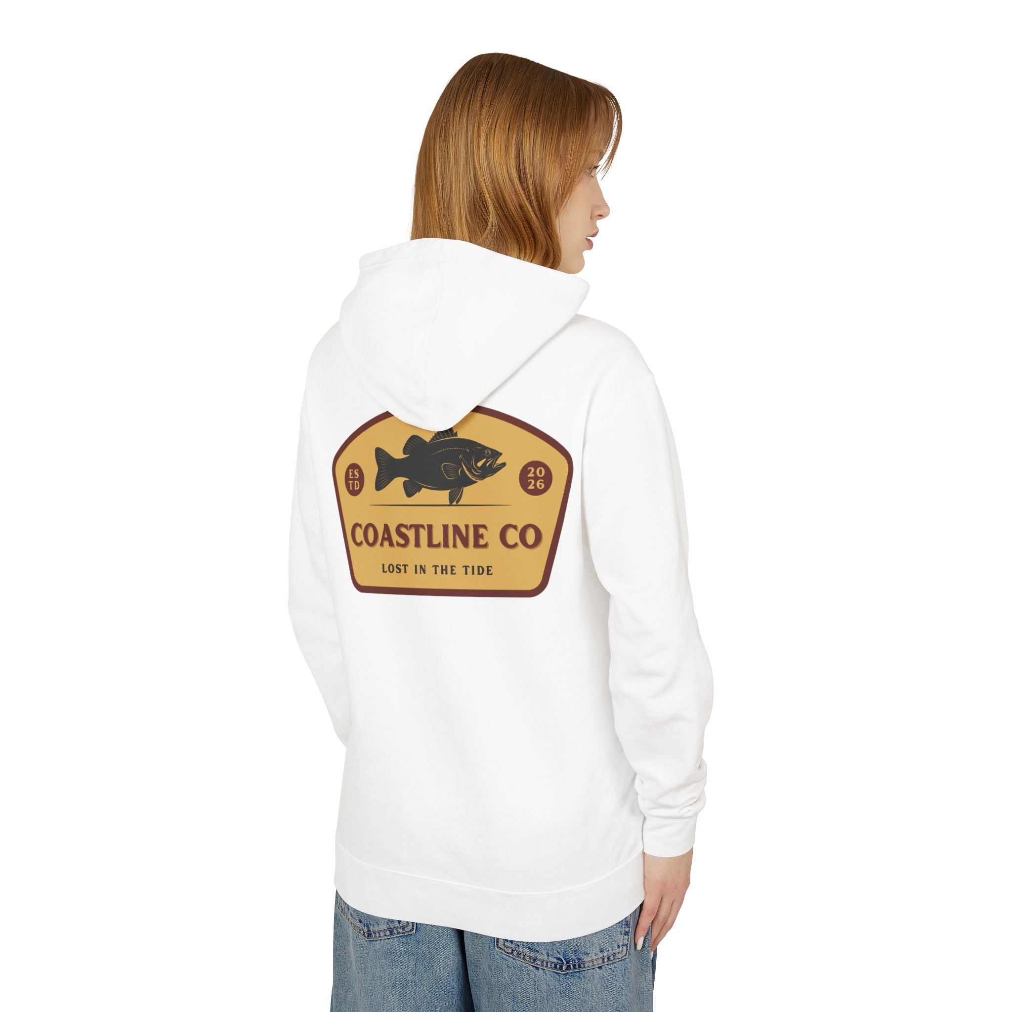 Coastline Co. Fish Logo Hoodie — Lightweight Coastal Pullover