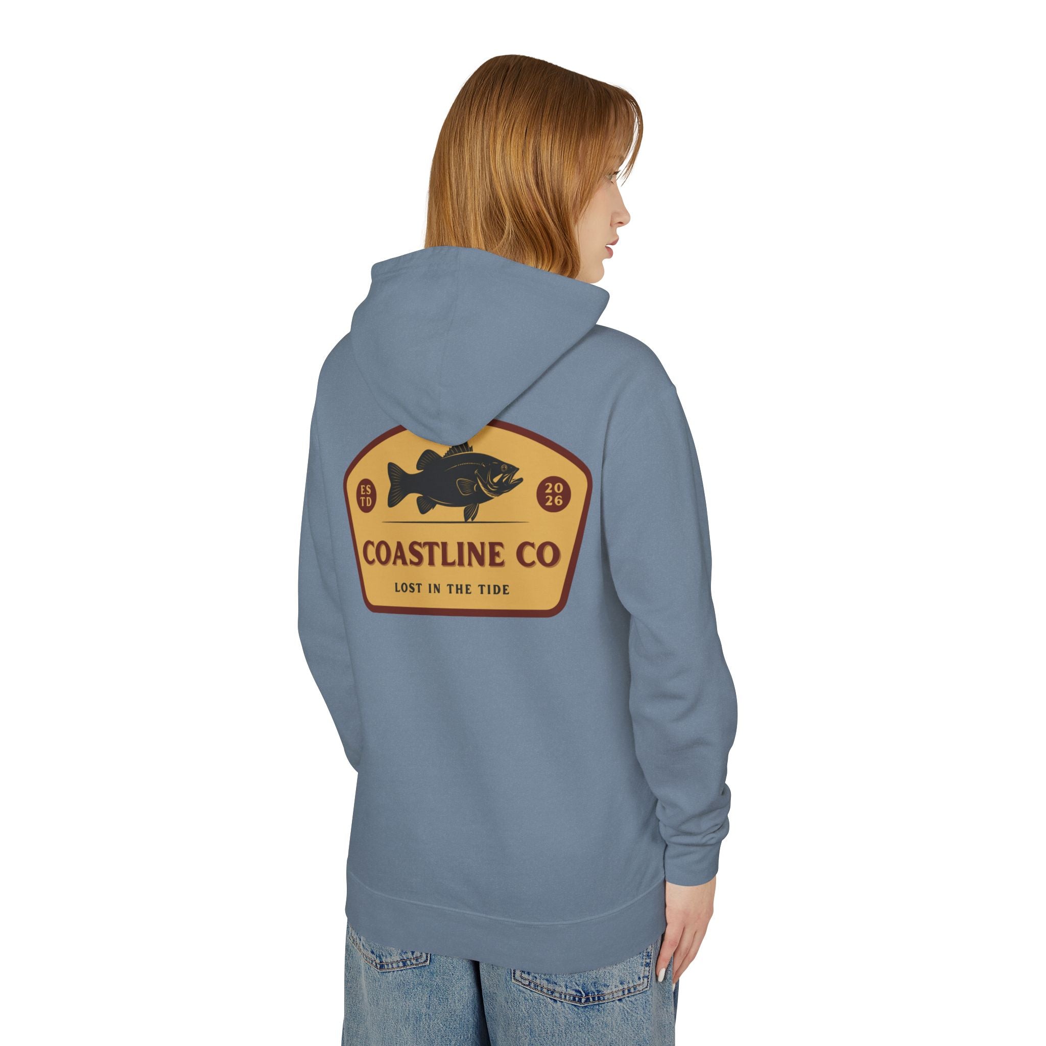 Coastline Co. Fish Logo Hoodie — Lightweight Coastal Pullover