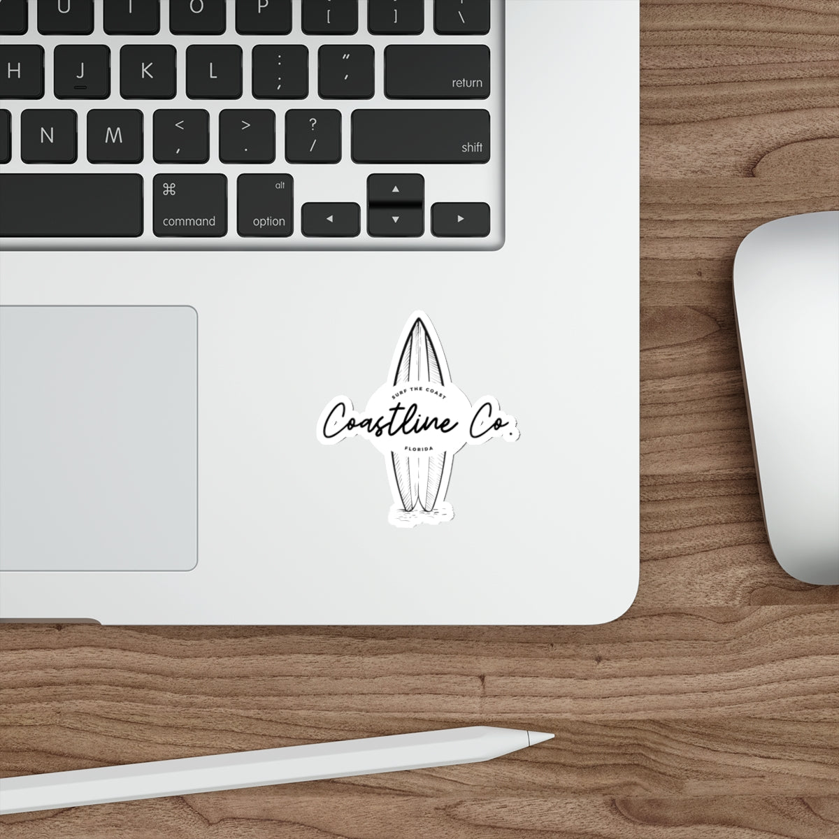 Coastline Co. Surfboard Die-Cut Sticker — Beachy Surf Logo Sticker