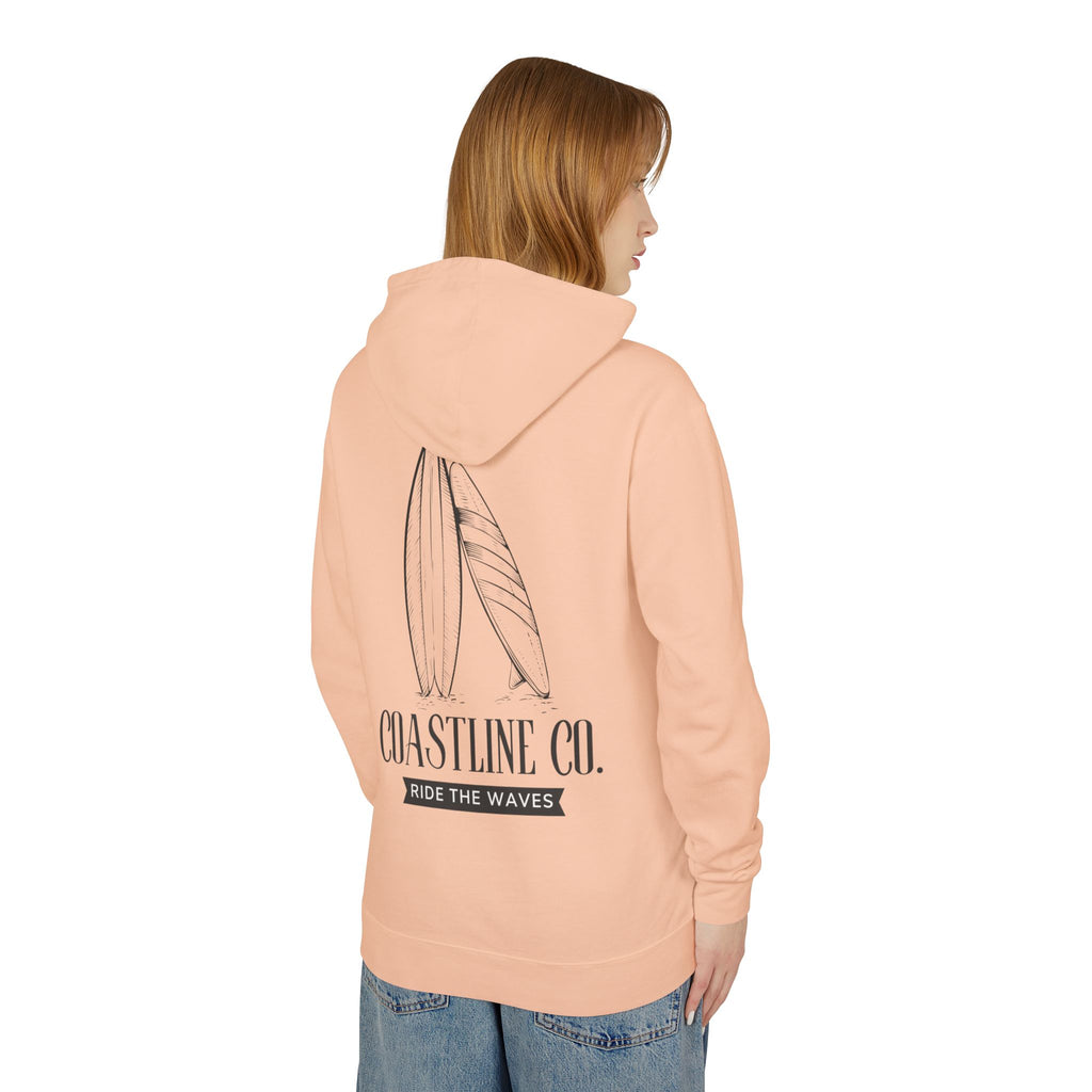 Coastline Co. Surf Hoodie — "Ride The Waves" Lightweight Hooded Sweatshirt