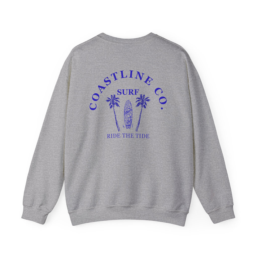 Coastline Co. Surf Crewneck Sweatshirt — 'Ride the Tide' Beach Pullover