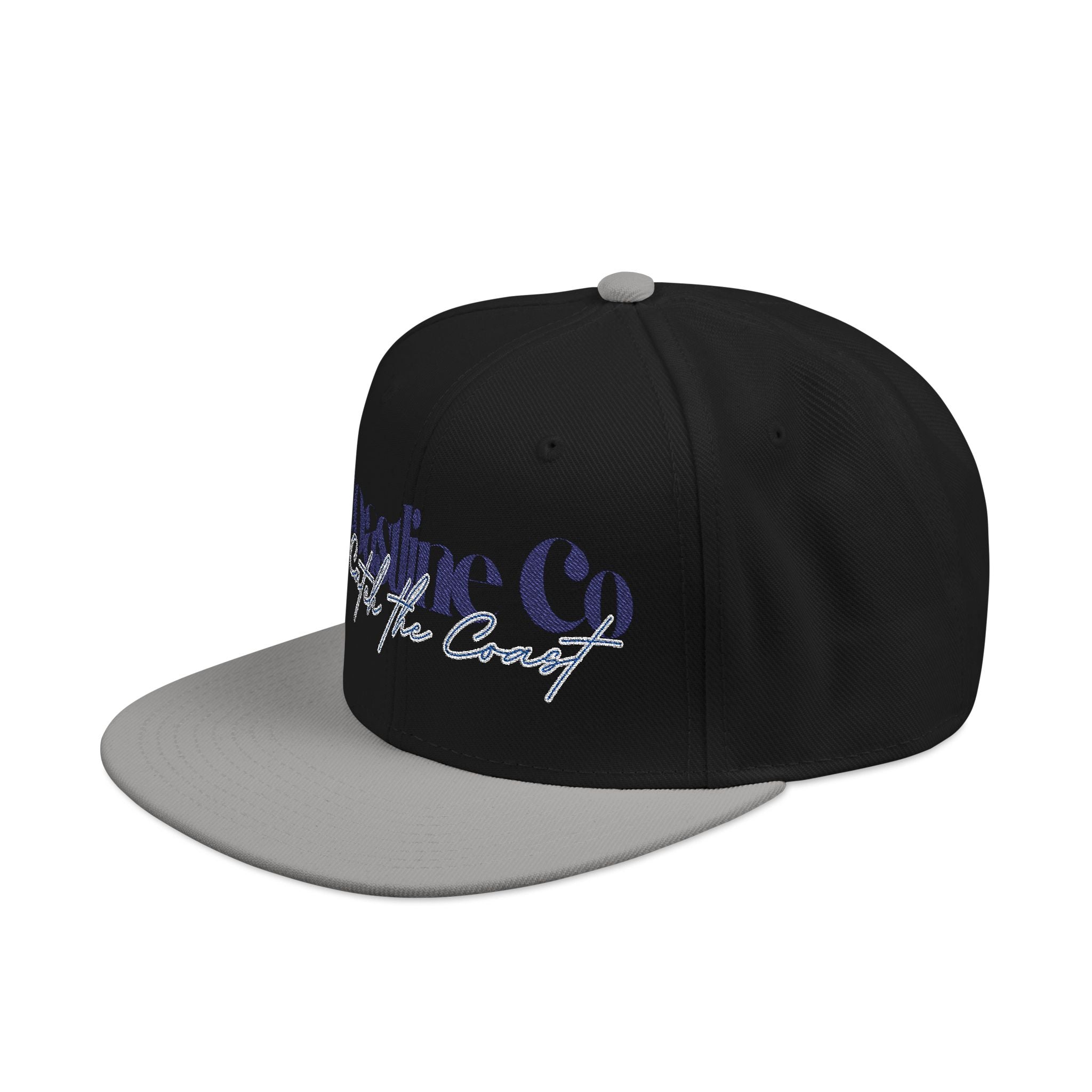 Embroidered Script Snapback Hat — Blue Silver Signature Cap