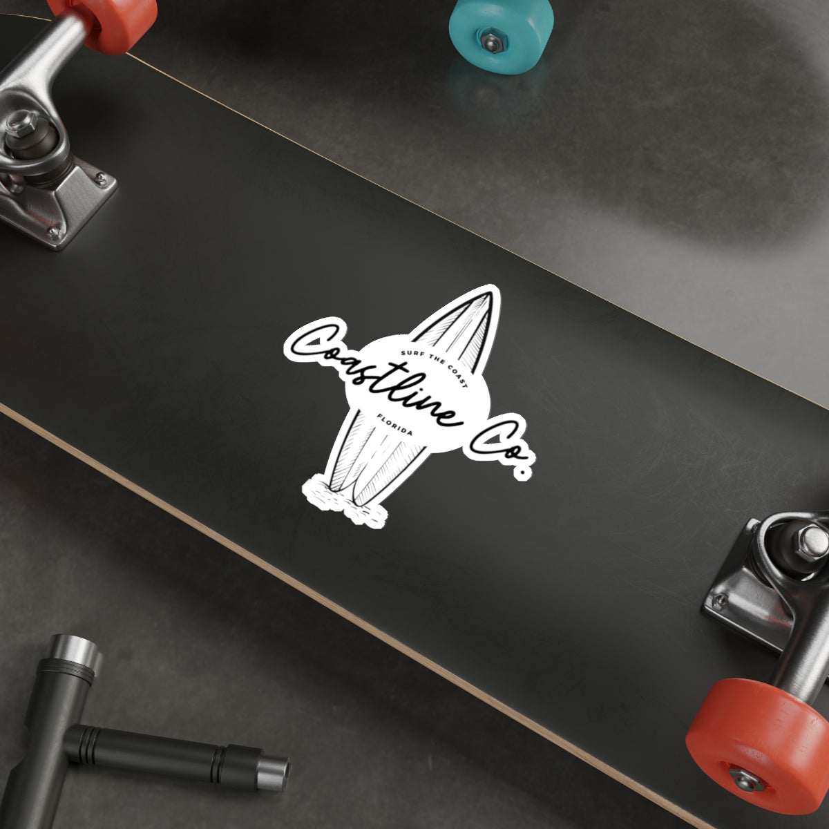 Coastline Co. Surfboard Die-Cut Sticker — Beachy Surf Logo Sticker