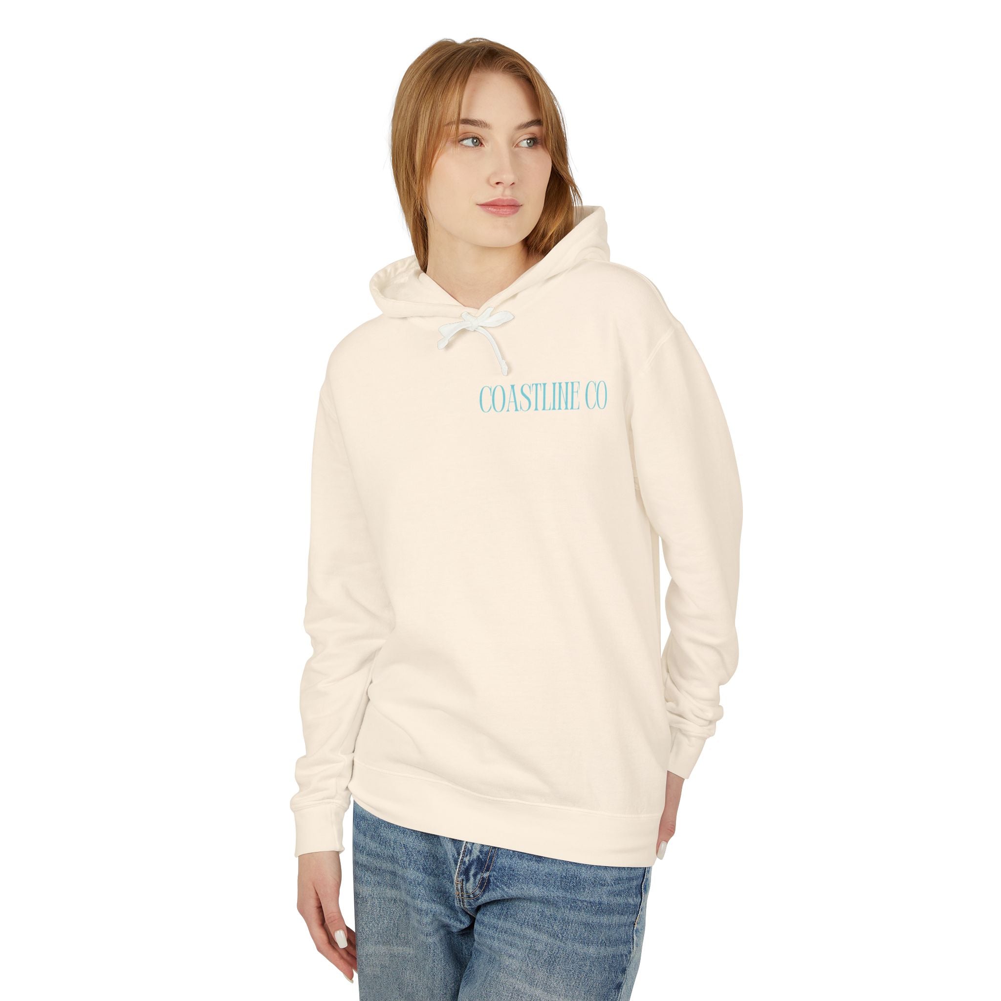 Coastline Co. Script Logo Hoodie — Beachy Lightweight Pullover