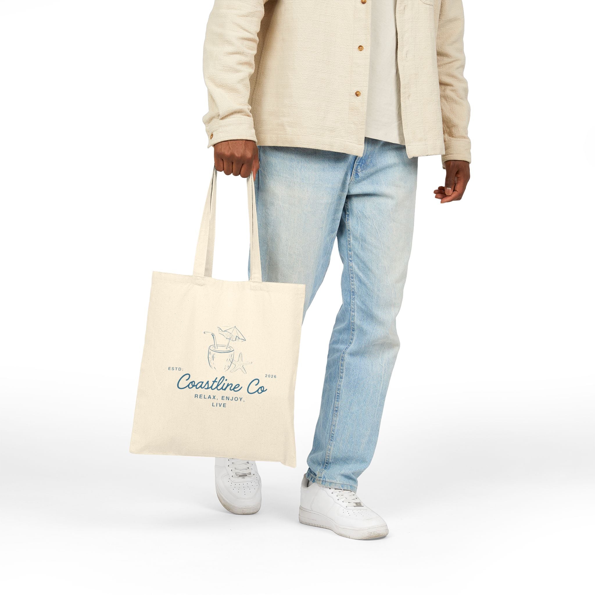 Coastline Co Canvas Tote Bag — Relax, Enjoy Beach Market Tote