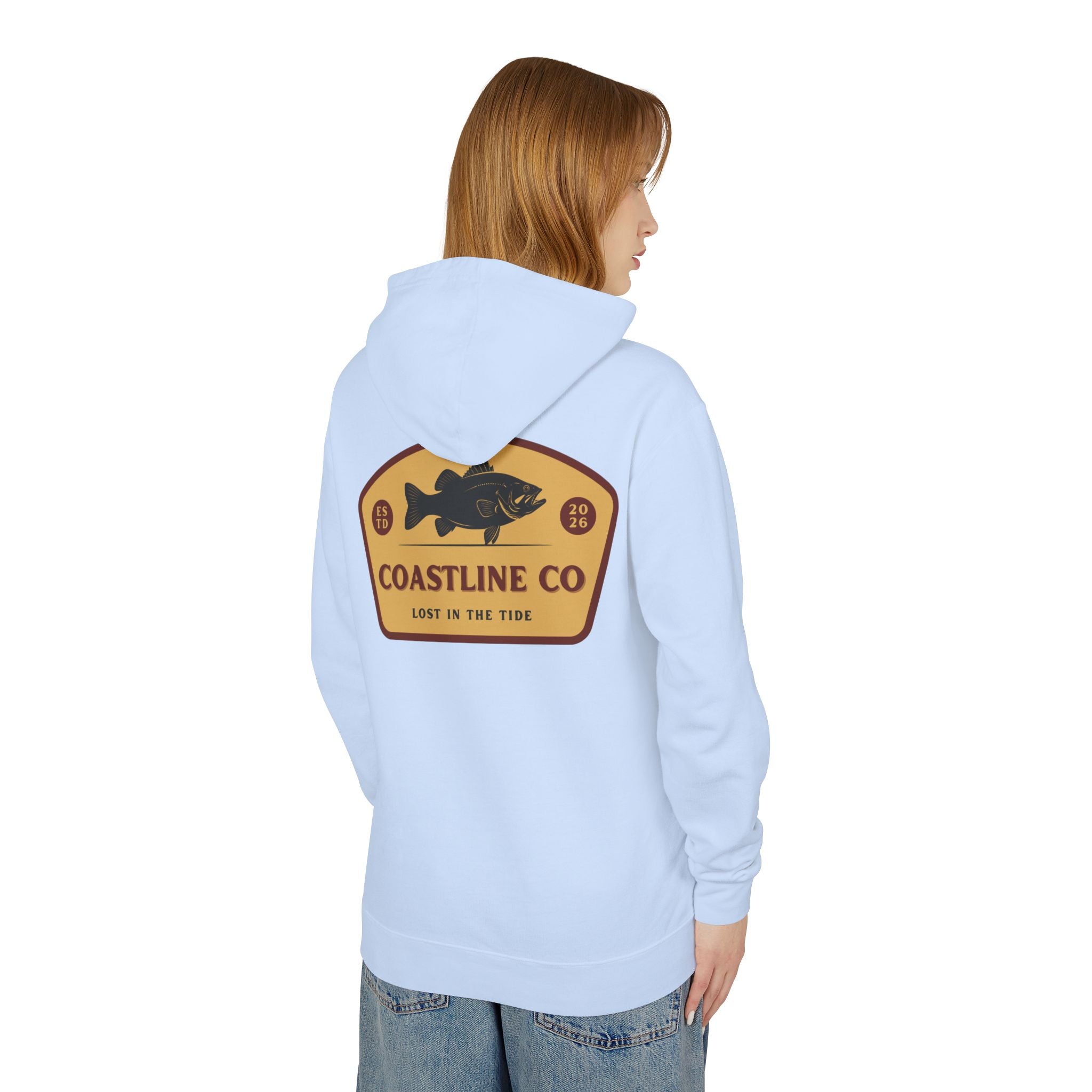 Coastline Co. Fish Logo Hoodie — Lightweight Coastal Pullover