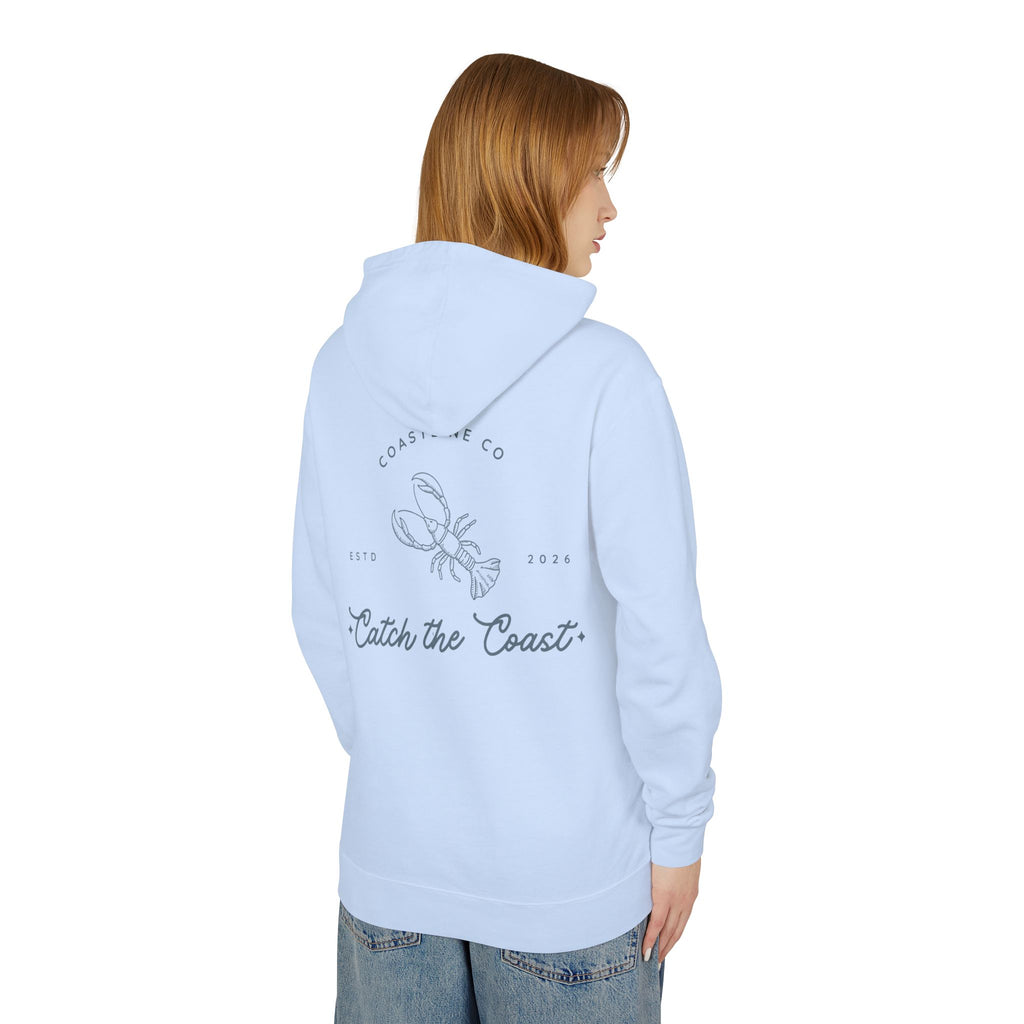 Catch the Coast Hoodie — Coastal Crab Graphic Lightweight Hooded Sweatshirt