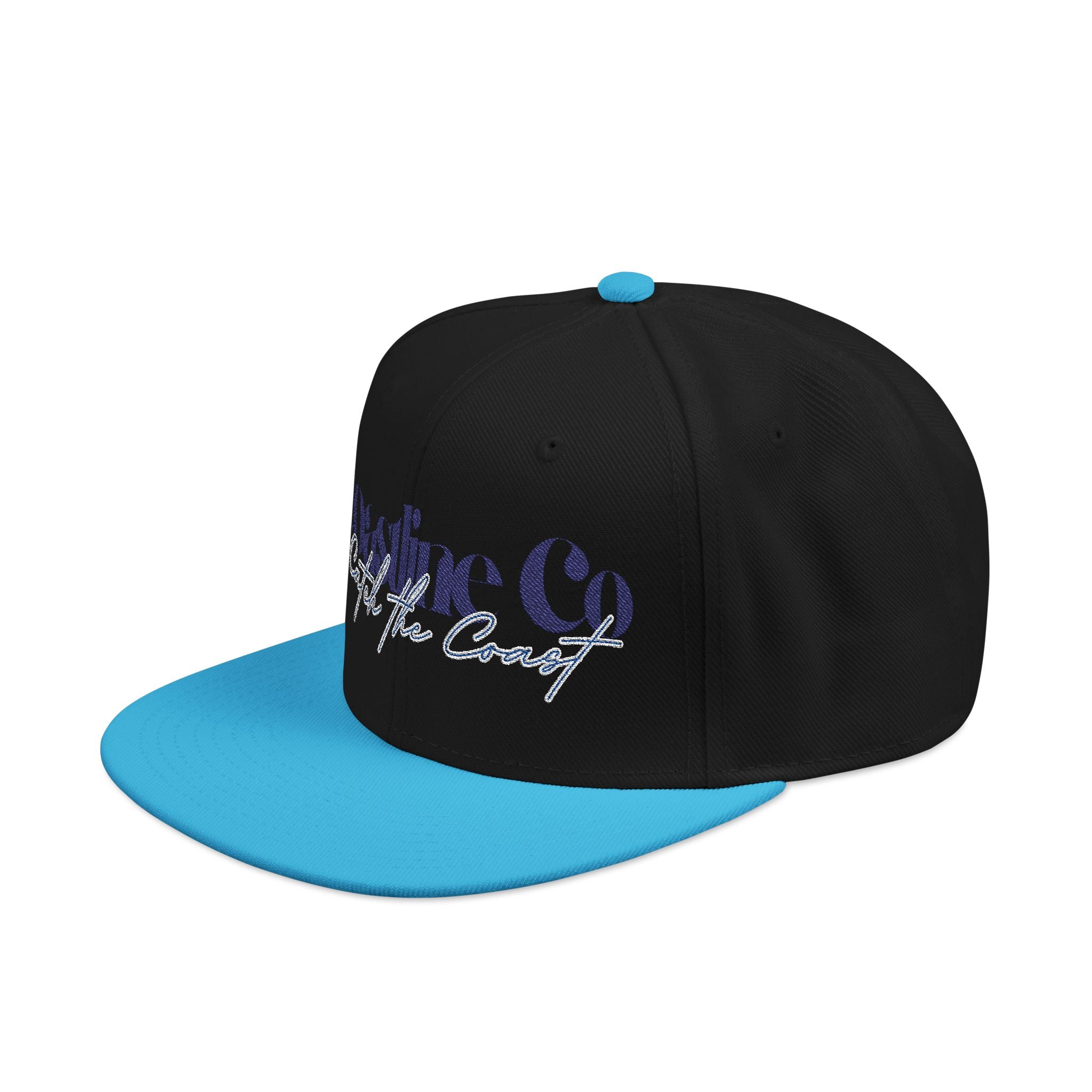 Embroidered Script Snapback Hat — Blue Silver Signature Cap
