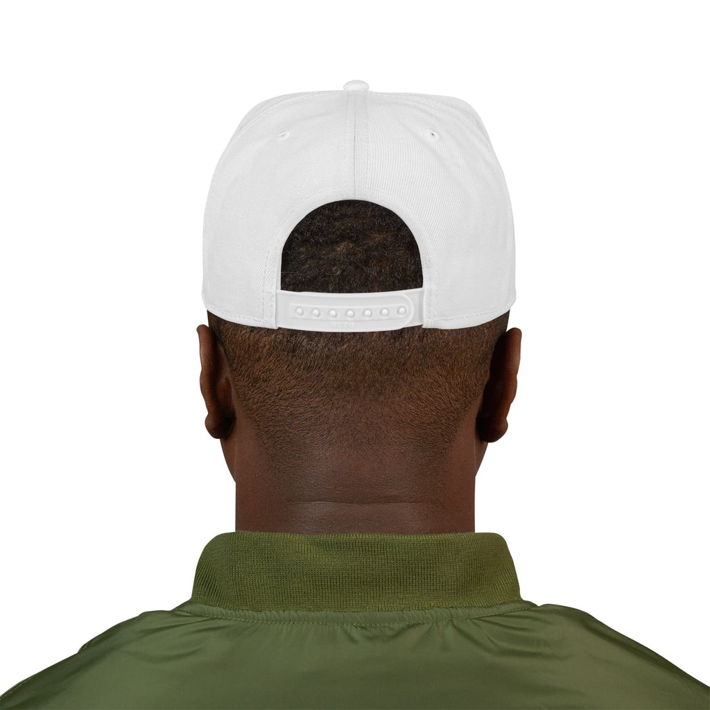 Embroidered Script Snapback Hat — Blue Silver Signature Cap