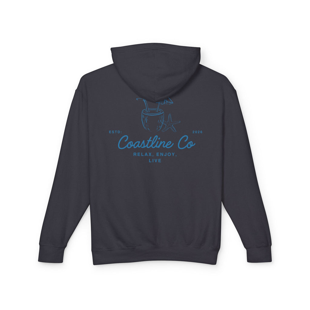 Coastline Co. Relax & Enjoy Lightweight Hoodie — Beach Graphic Pullover