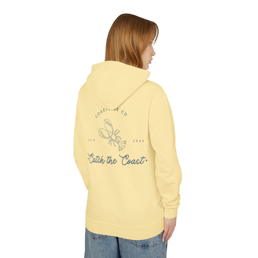 Catch the Coast Hoodie — Coastal Crab Graphic Lightweight Hooded Sweatshirt