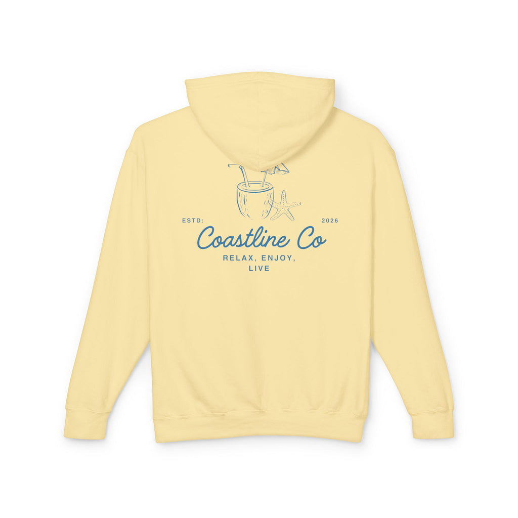 Coastline Co. Relax & Enjoy Lightweight Hoodie — Beach Graphic Pullover