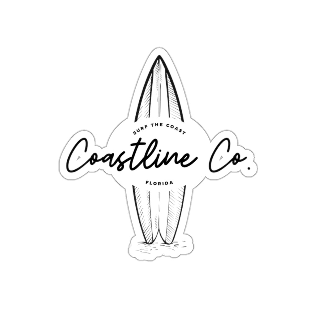 Coastline Co. Surfboard Die-Cut Sticker — Beachy Surf Logo Sticker