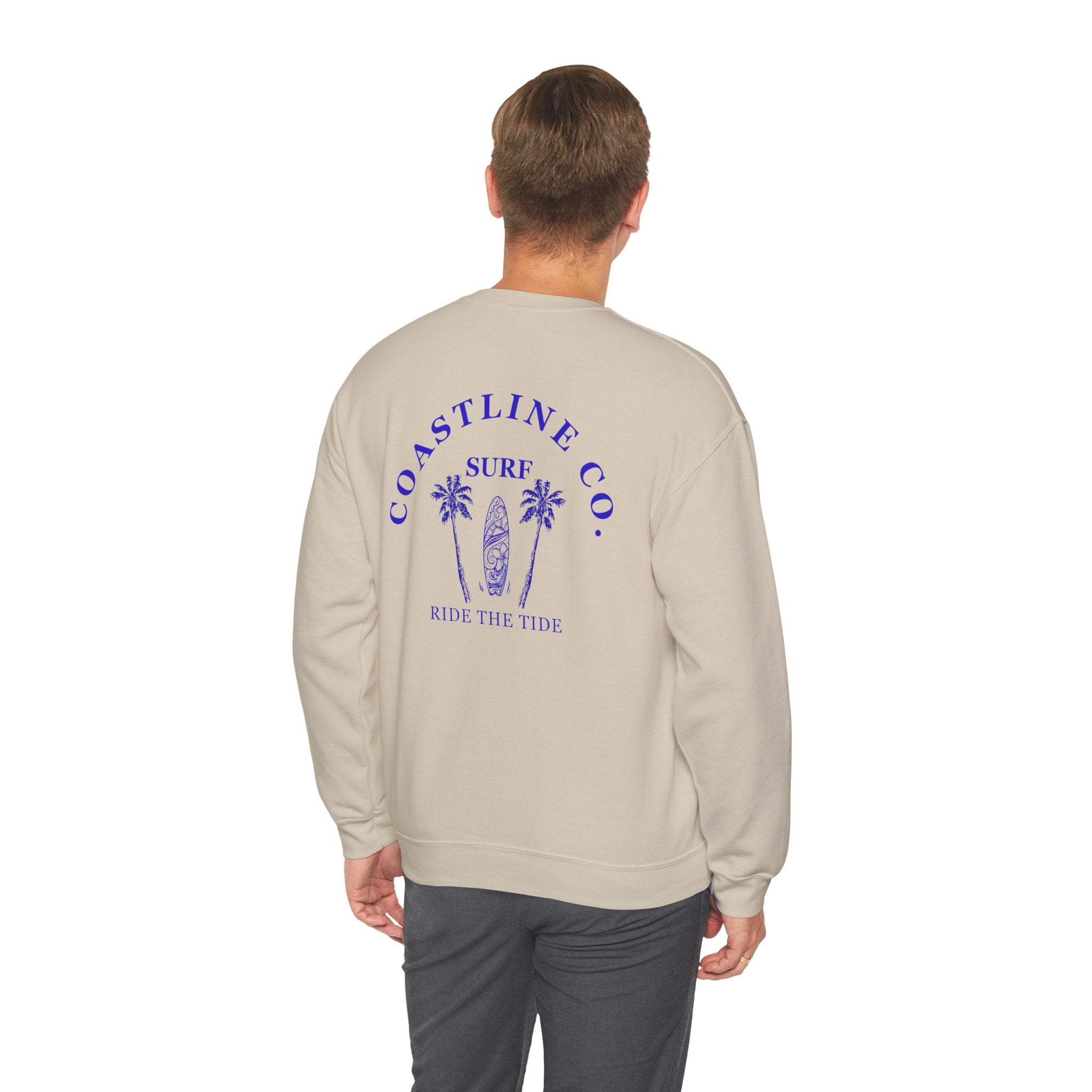 Coastline Co. Surf Crewneck Sweatshirt — 'Ride the Tide' Beach Pullover
