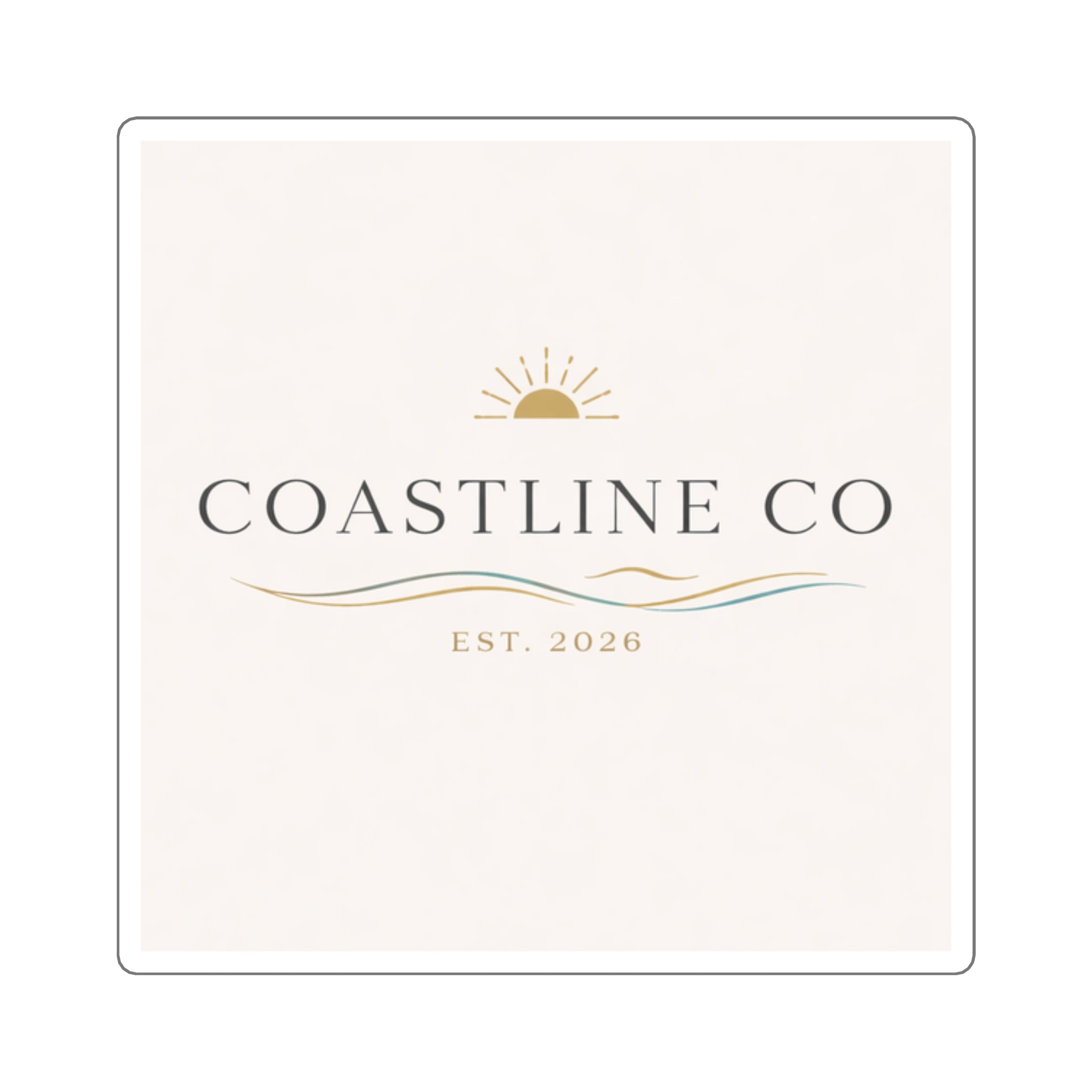 Coastline Co Square Sticker — Coastal Logo Sticker, Beach Vibes Laptop Decal