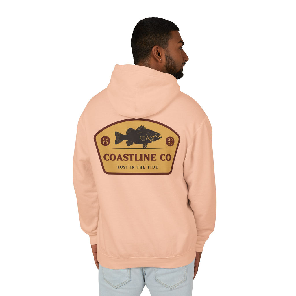 Coastline Co. Fish Logo Hoodie — Lightweight Coastal Pullover