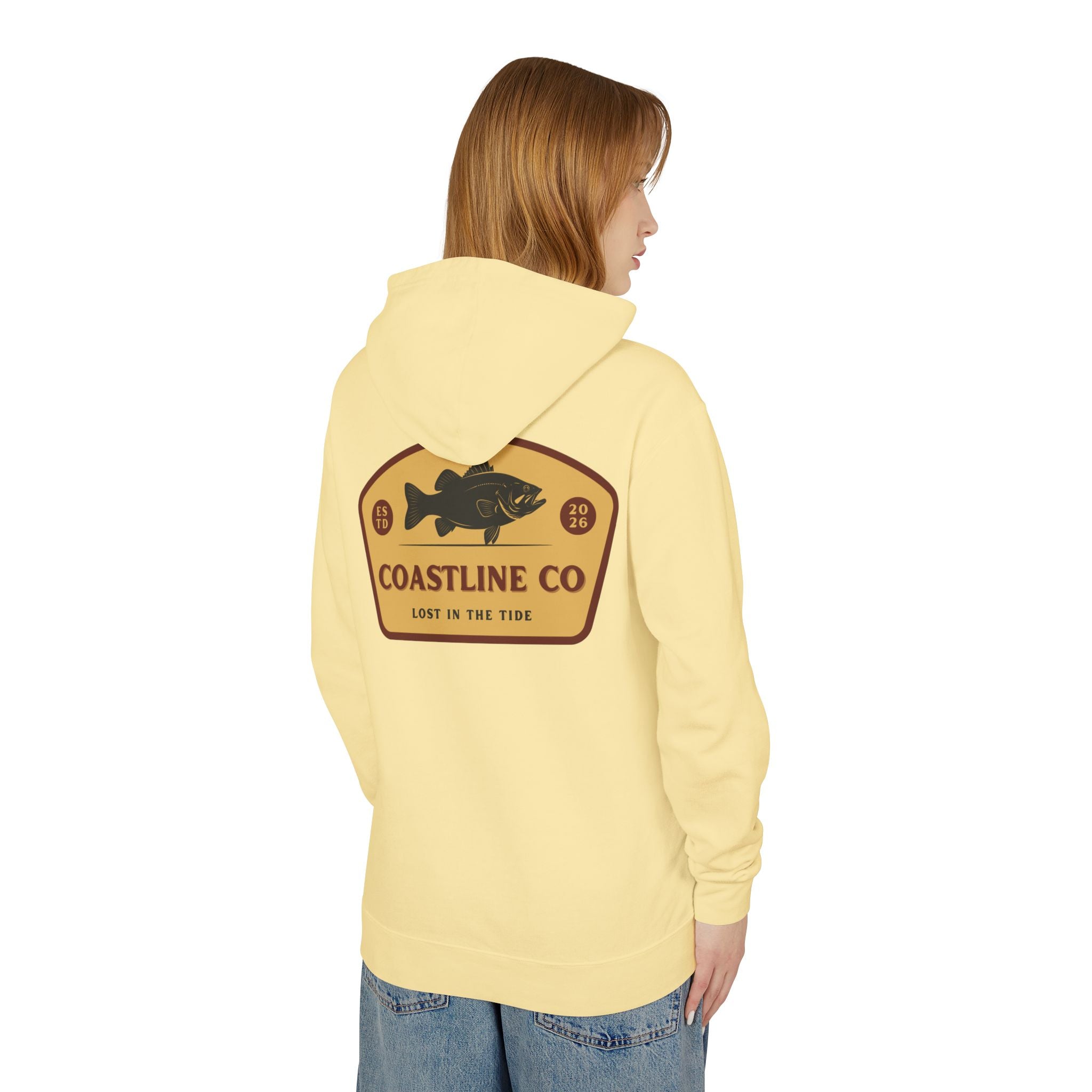 Coastline Co. Fish Logo Hoodie — Lightweight Coastal Pullover