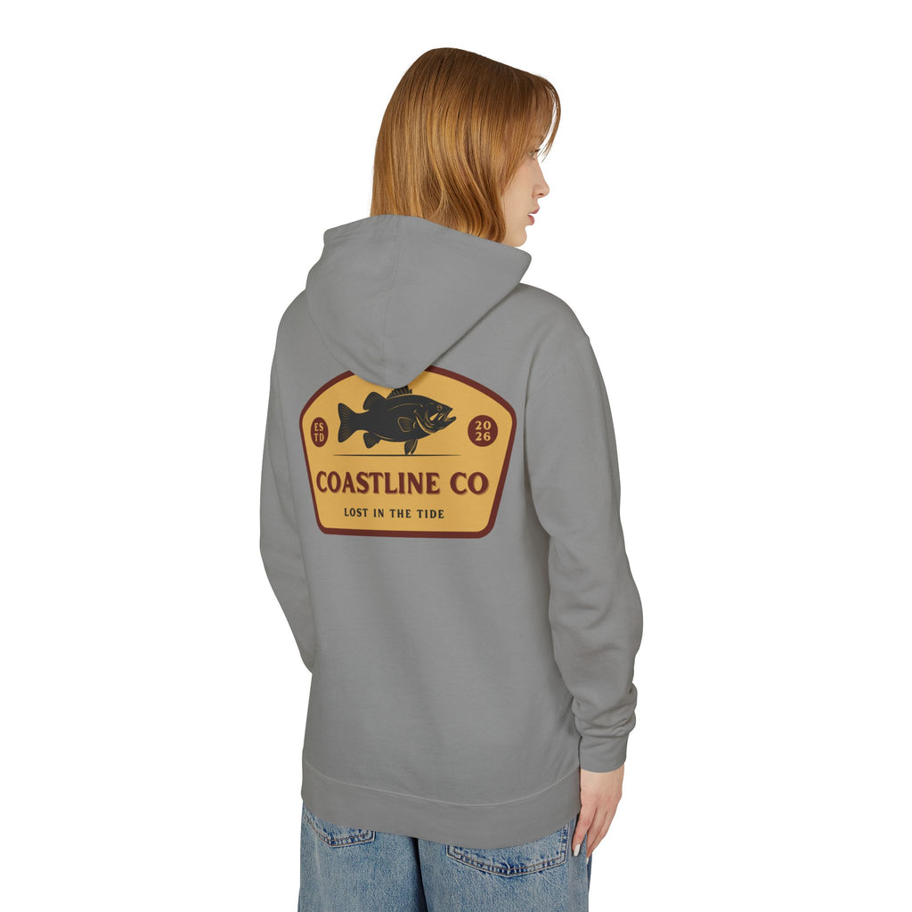 Coastline Co. Fish Logo Hoodie — Lightweight Coastal Pullover