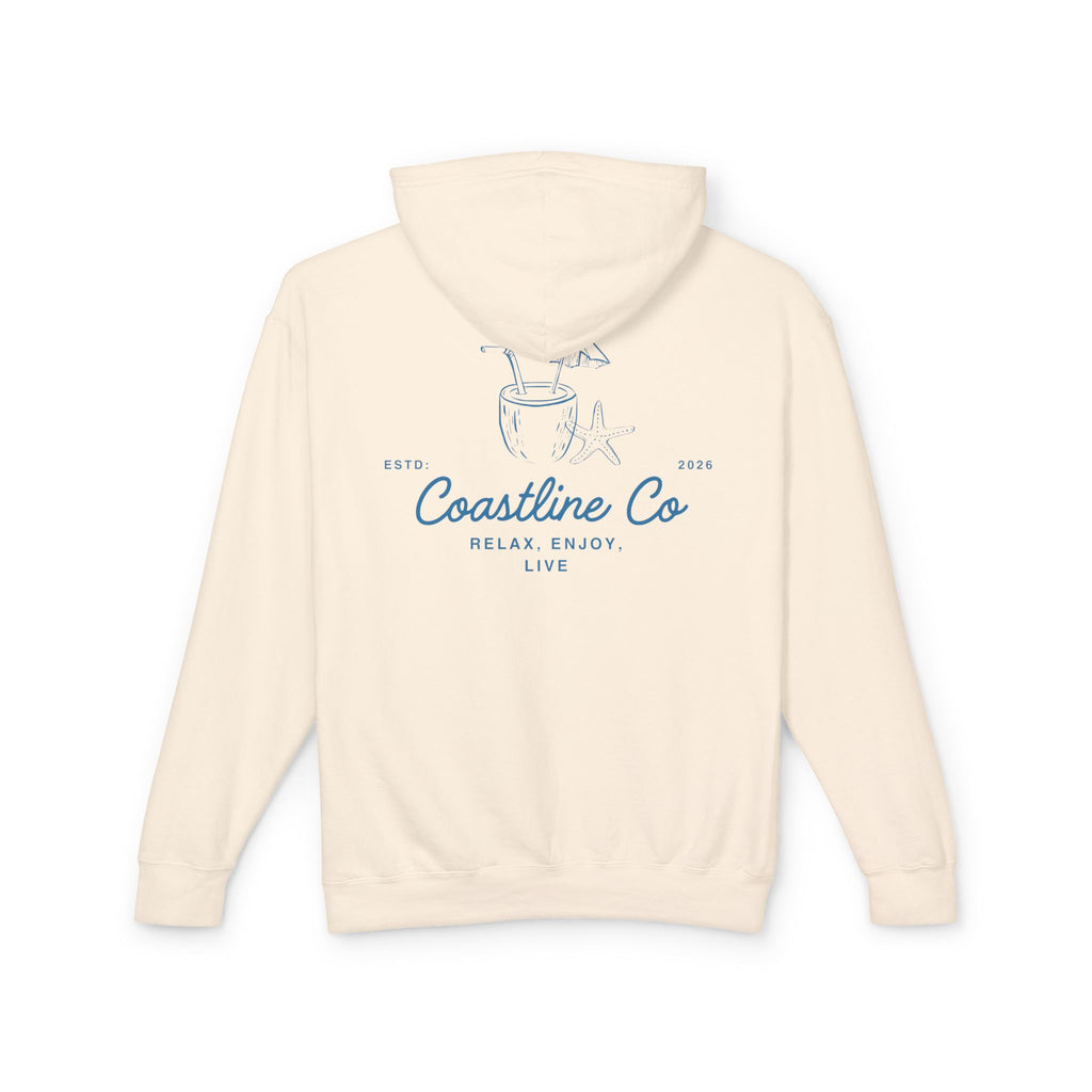 Coastline Co. Relax & Enjoy Lightweight Hoodie — Beach Graphic Pullover