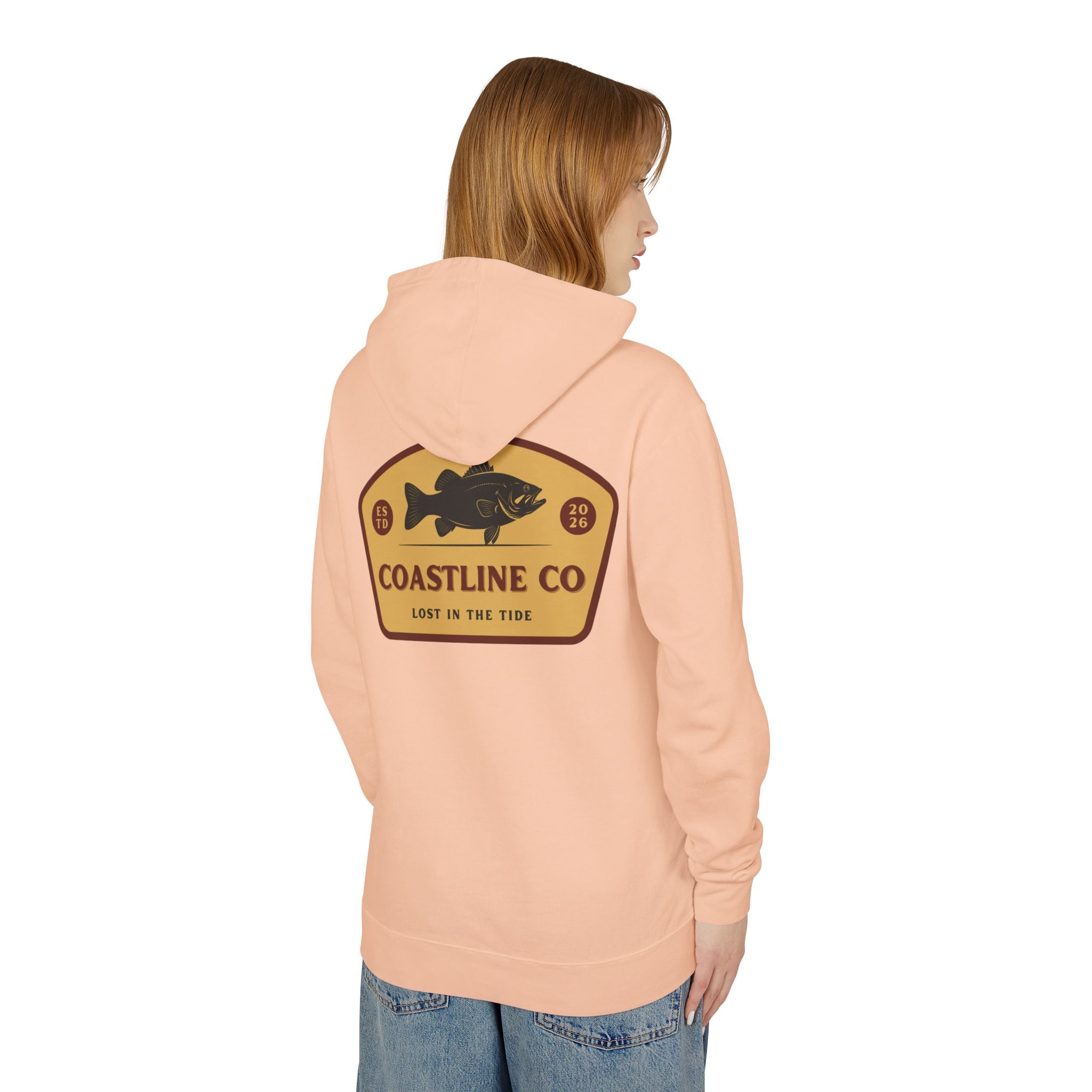 Coastline Co. Fish Logo Hoodie — Lightweight Coastal Pullover