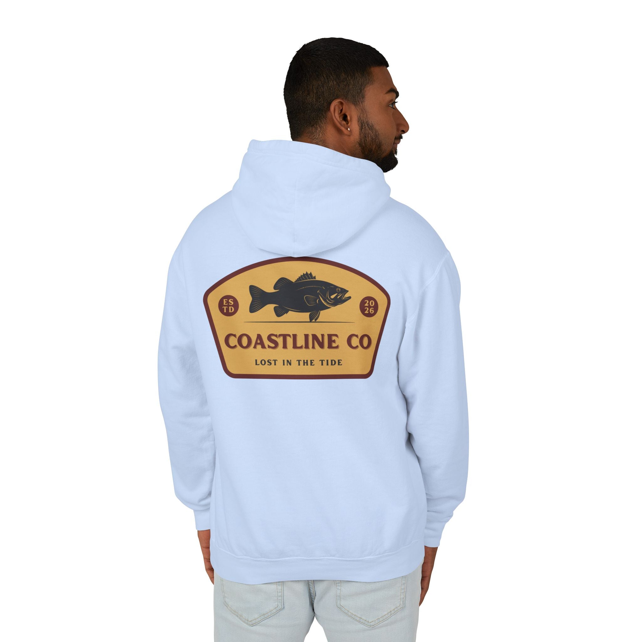 Coastline Co. Fish Logo Hoodie — Lightweight Coastal Pullover