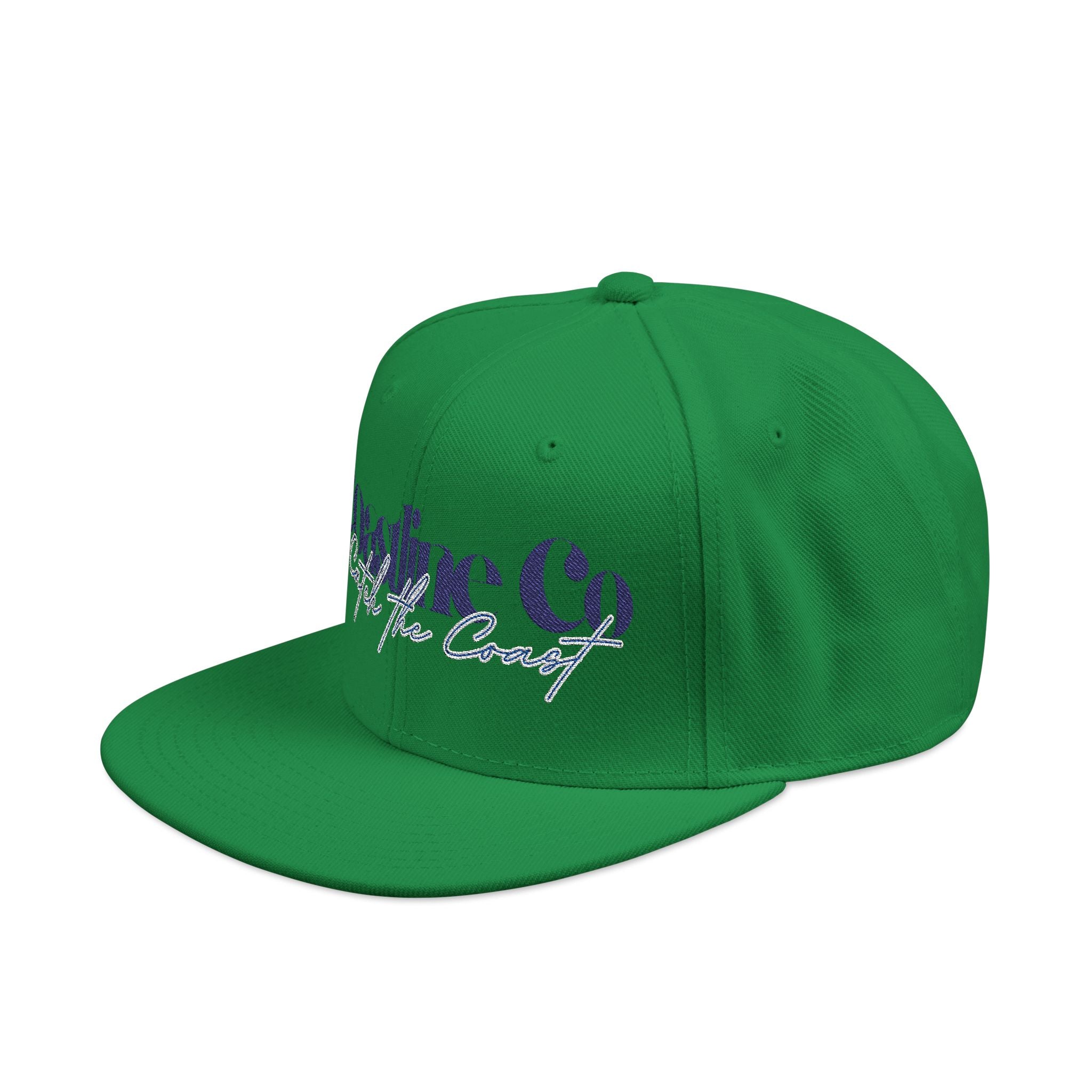 Embroidered Script Snapback Hat — Blue Silver Signature Cap