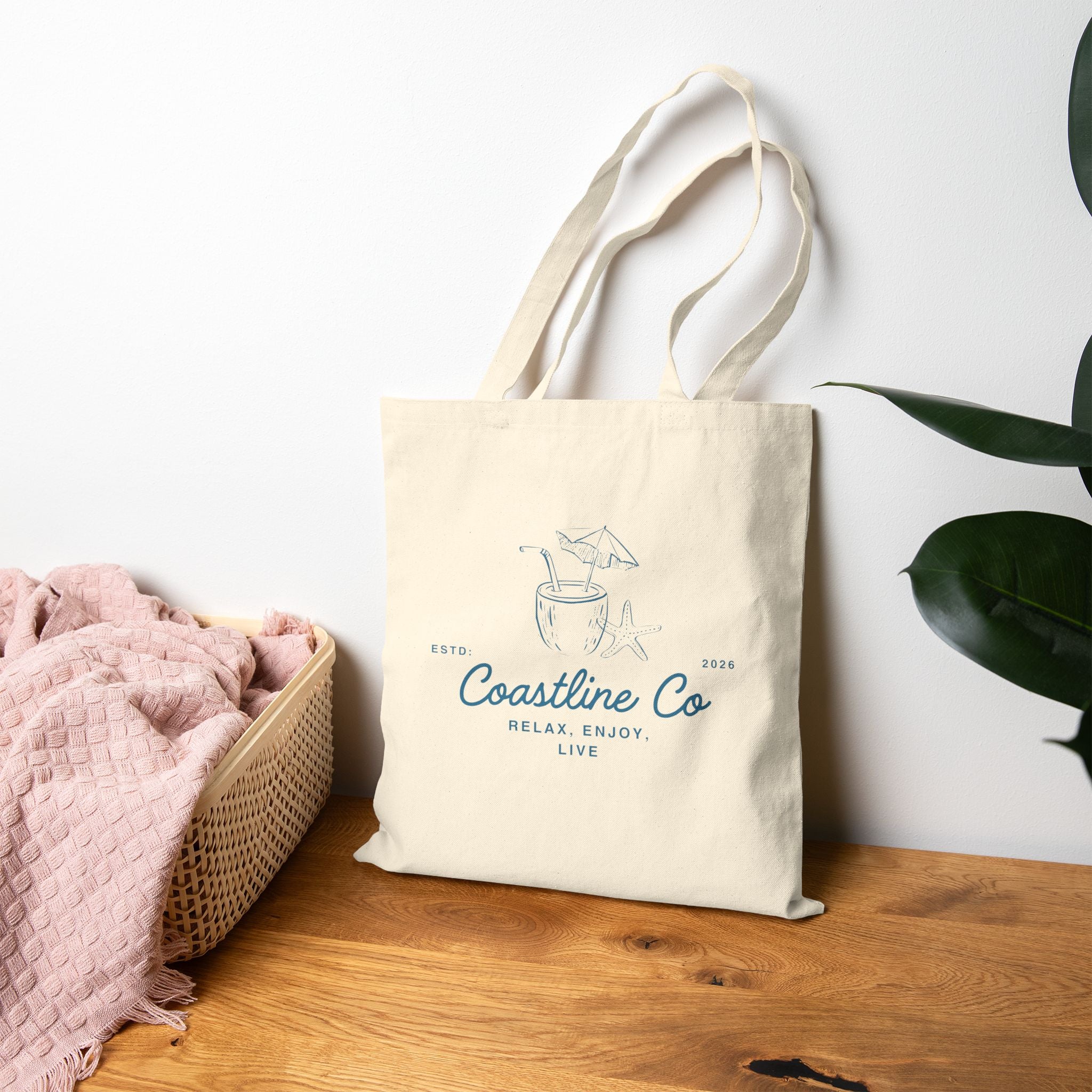Coastline Co Canvas Tote Bag — Relax, Enjoy Beach Market Tote