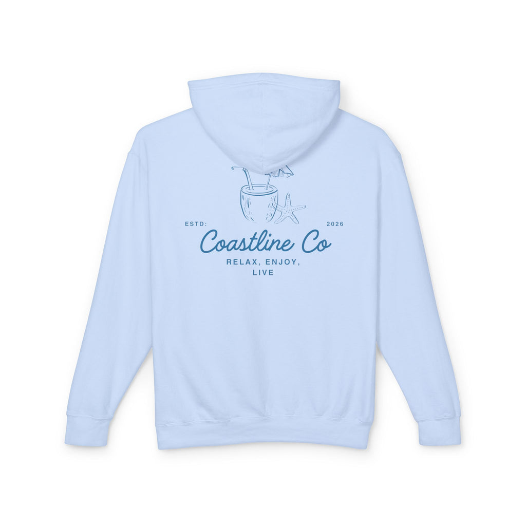 Coastline Co. Relax & Enjoy Lightweight Hoodie — Beach Graphic Pullover