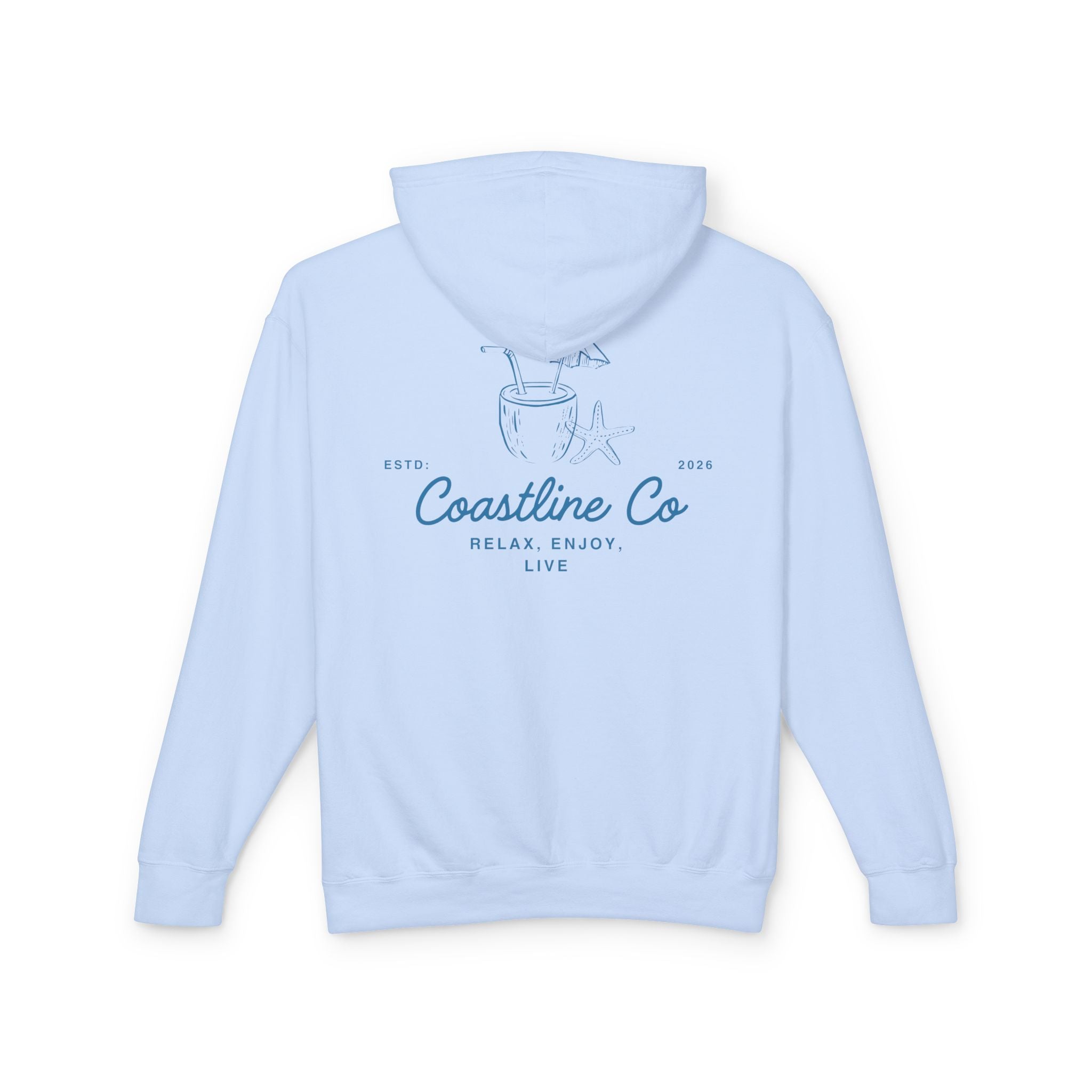 Coastline Co. Relax & Enjoy Lightweight Hoodie — Beach Graphic Pullover