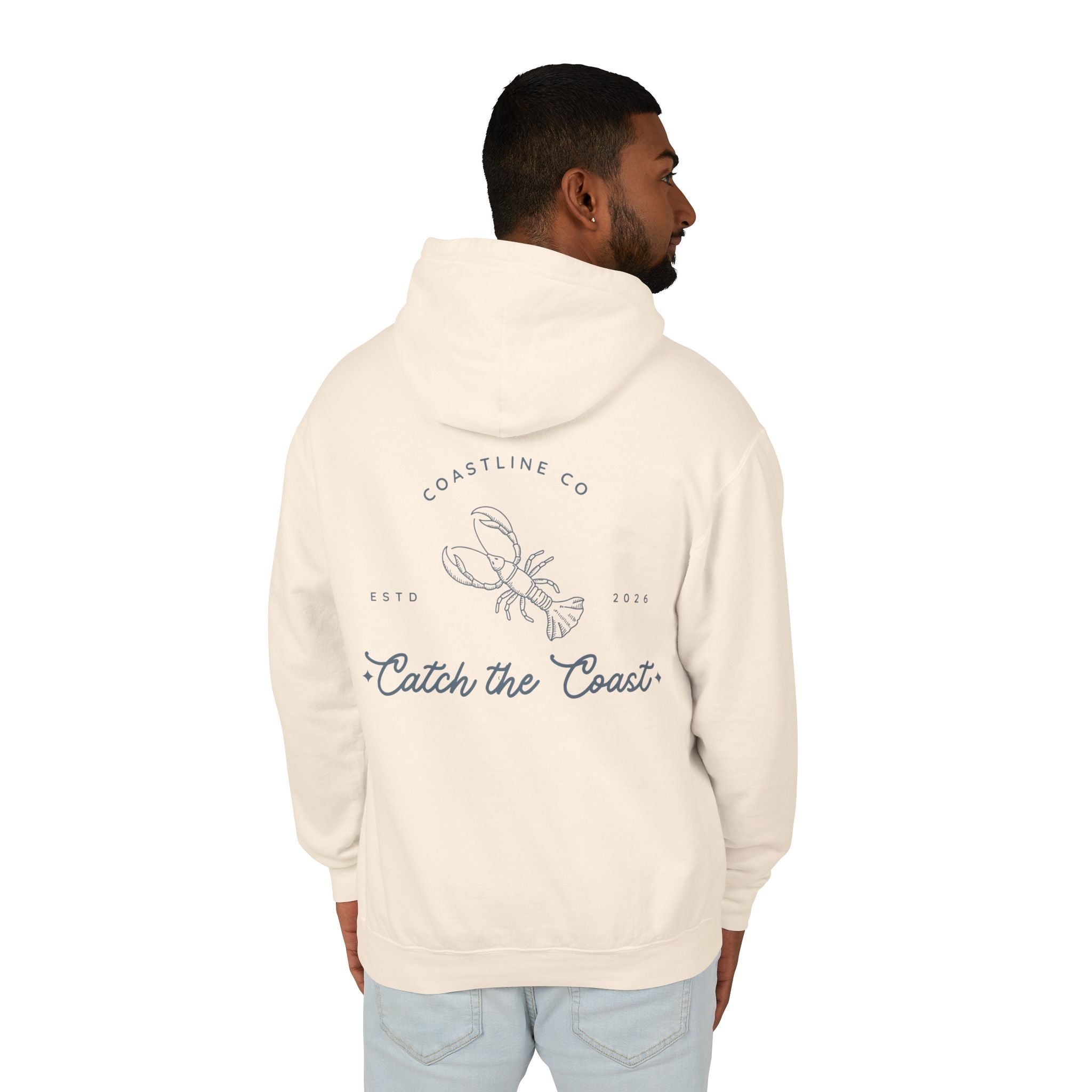 Catch the Coast Hoodie — Coastal Crab Graphic Lightweight Hooded Sweatshirt