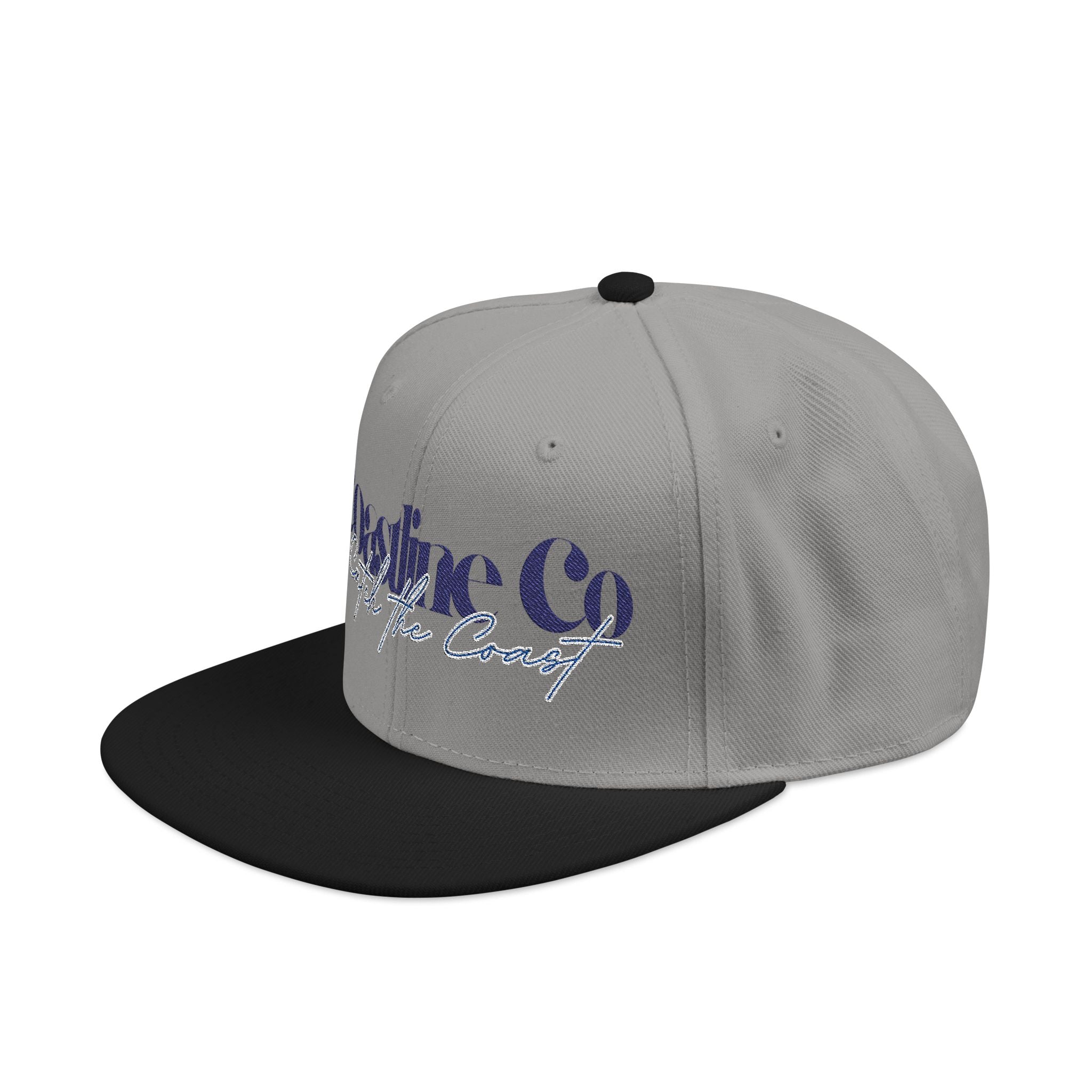 Embroidered Script Snapback Hat — Blue Silver Signature Cap