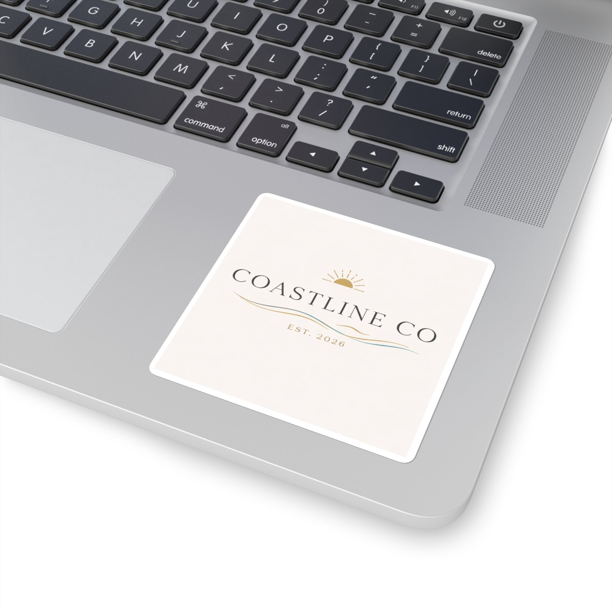 Coastline Co Square Sticker — Coastal Logo Sticker, Beach Vibes Laptop Decal