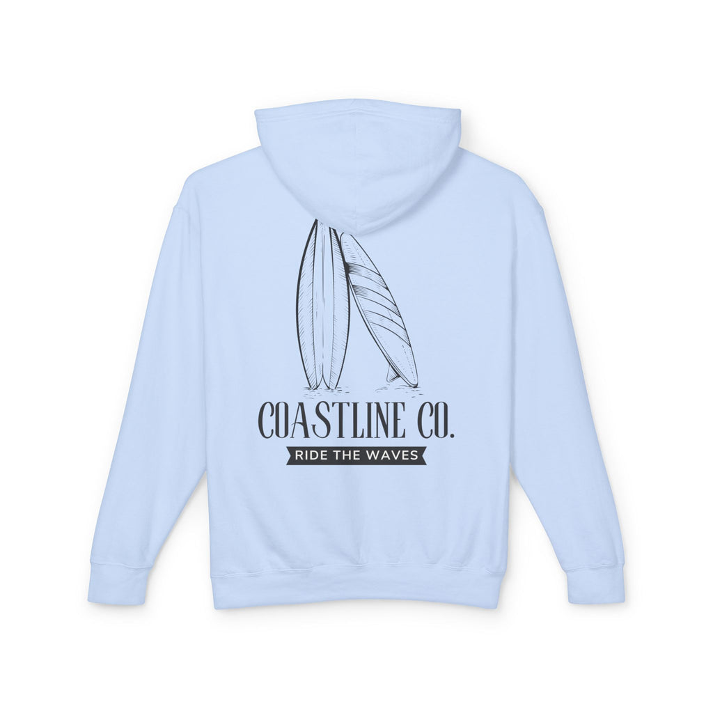 Coastline Co. Surf Hoodie — "Ride The Waves" Lightweight Hooded Sweatshirt