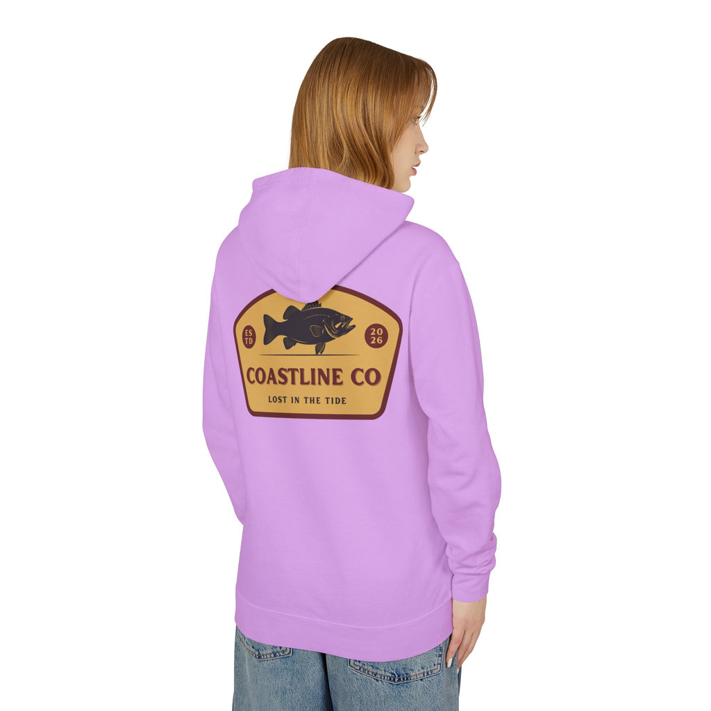 Coastline Co. Fish Logo Hoodie — Lightweight Coastal Pullover