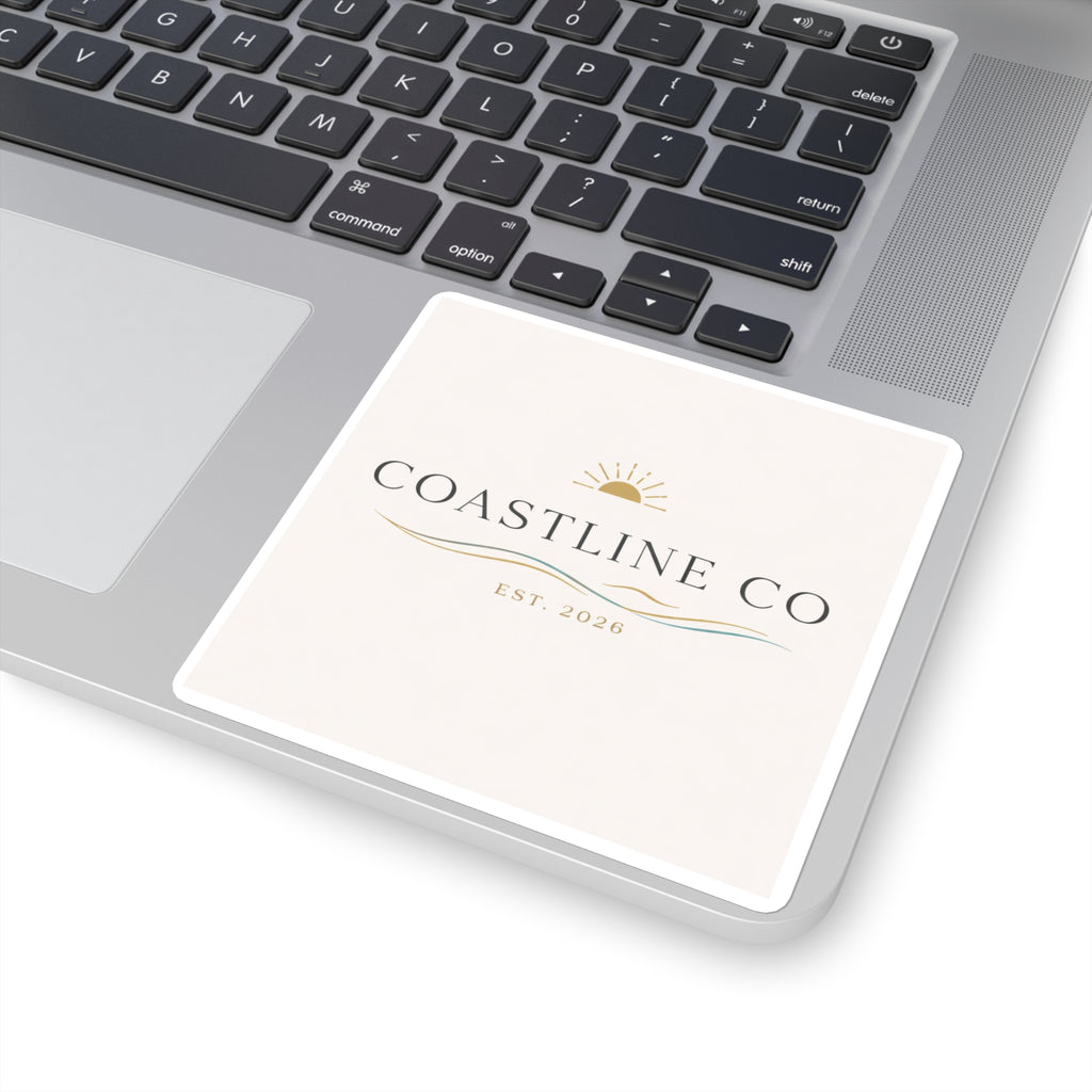 Coastline Co Square Sticker — Est. 2026 Minimal Coastal Logo Sticker