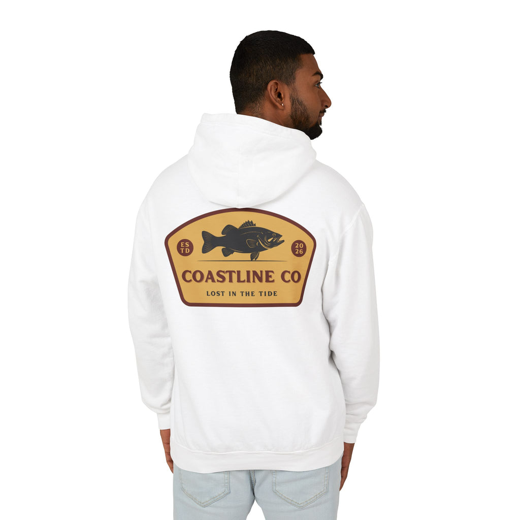 Coastline Co. Fish Logo Hoodie — Lightweight Coastal Pullover
