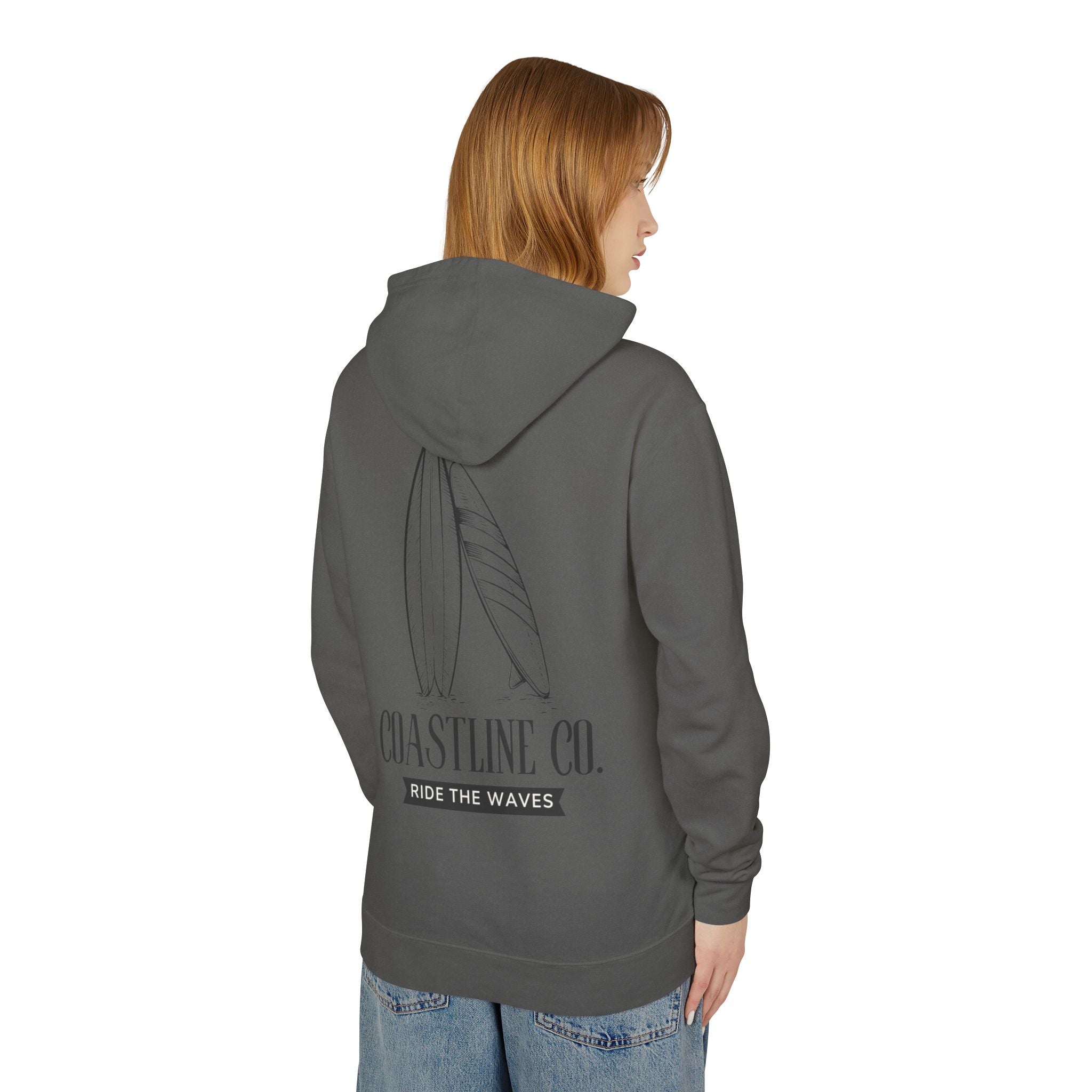 Coastline Co. Surf Hoodie — "Ride The Waves" Lightweight Hooded Sweatshirt