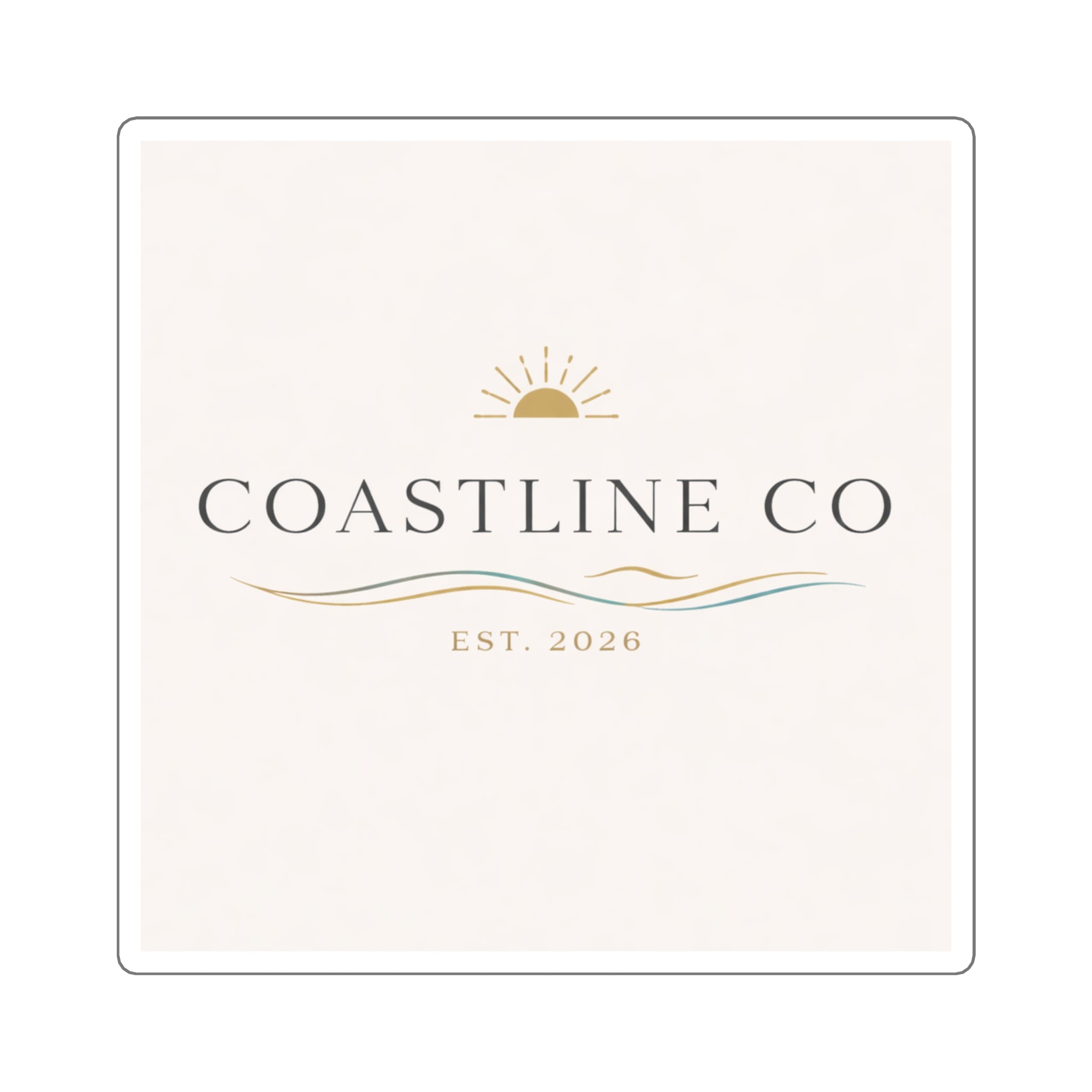 Coastline Co Square Sticker — Coastal Logo Sticker, Beach Vibes Laptop Decal