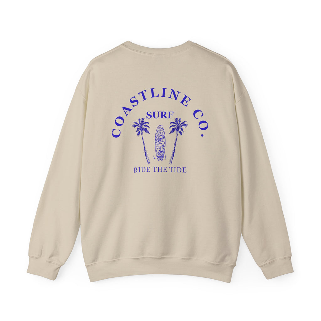 Coastline Co. Surf Crewneck Sweatshirt — 'Ride the Tide' Beach Pullover