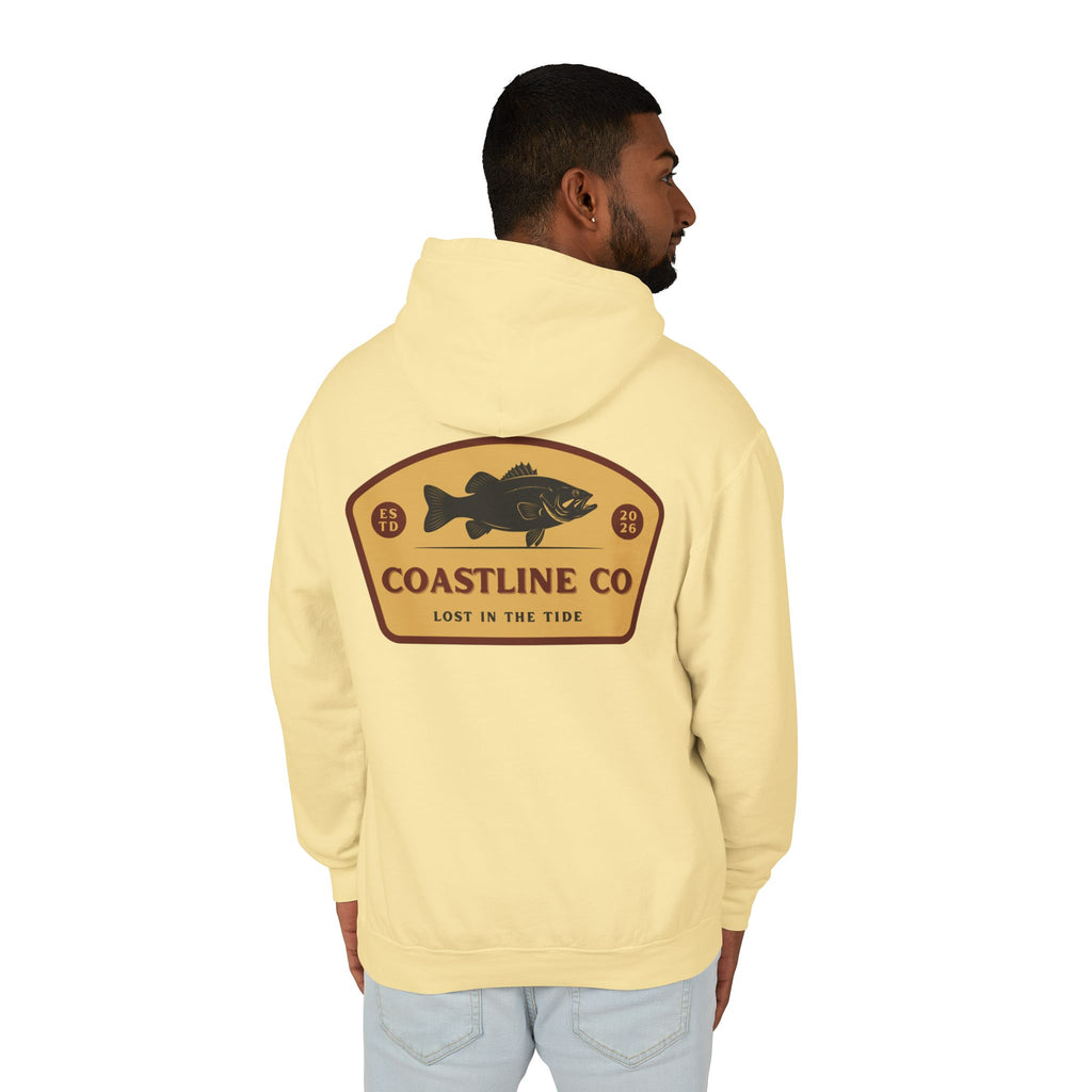 Coastline Co. Fish Logo Hoodie — Lightweight Coastal Pullover