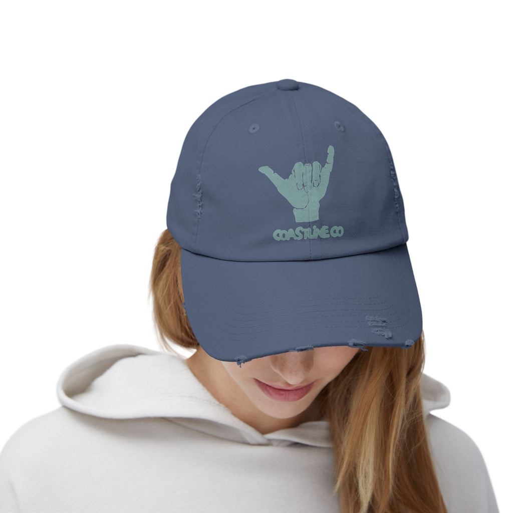 Distressed Shaka Cap — Surf Vibe Embroidered Hat