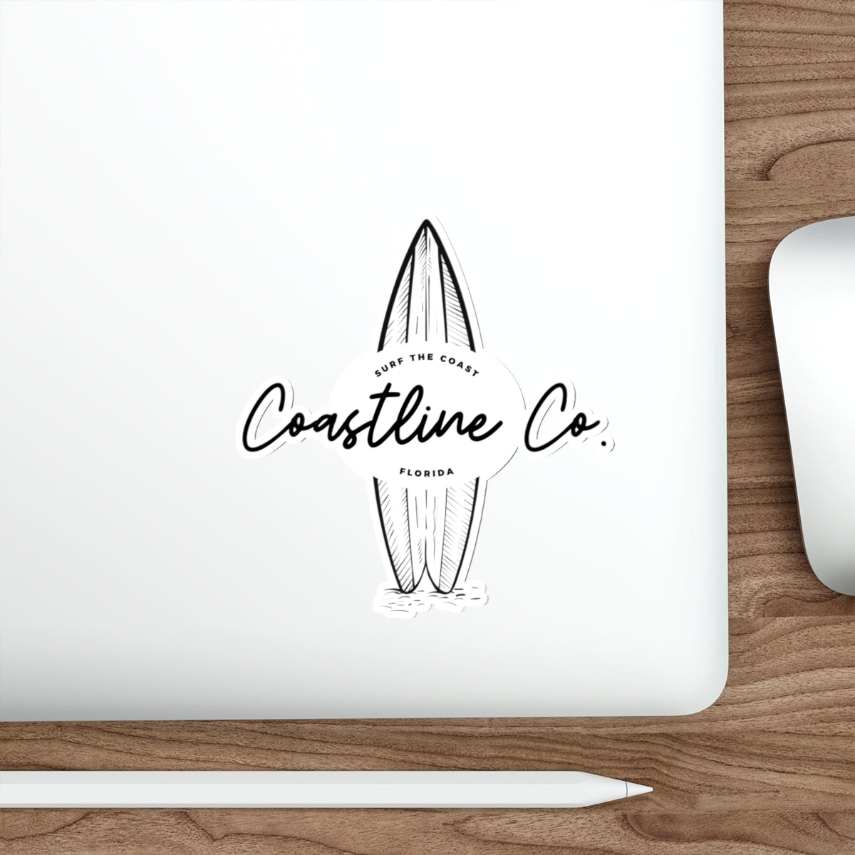Coastline Co. Surfboard Die-Cut Sticker — Beachy Surf Logo Sticker