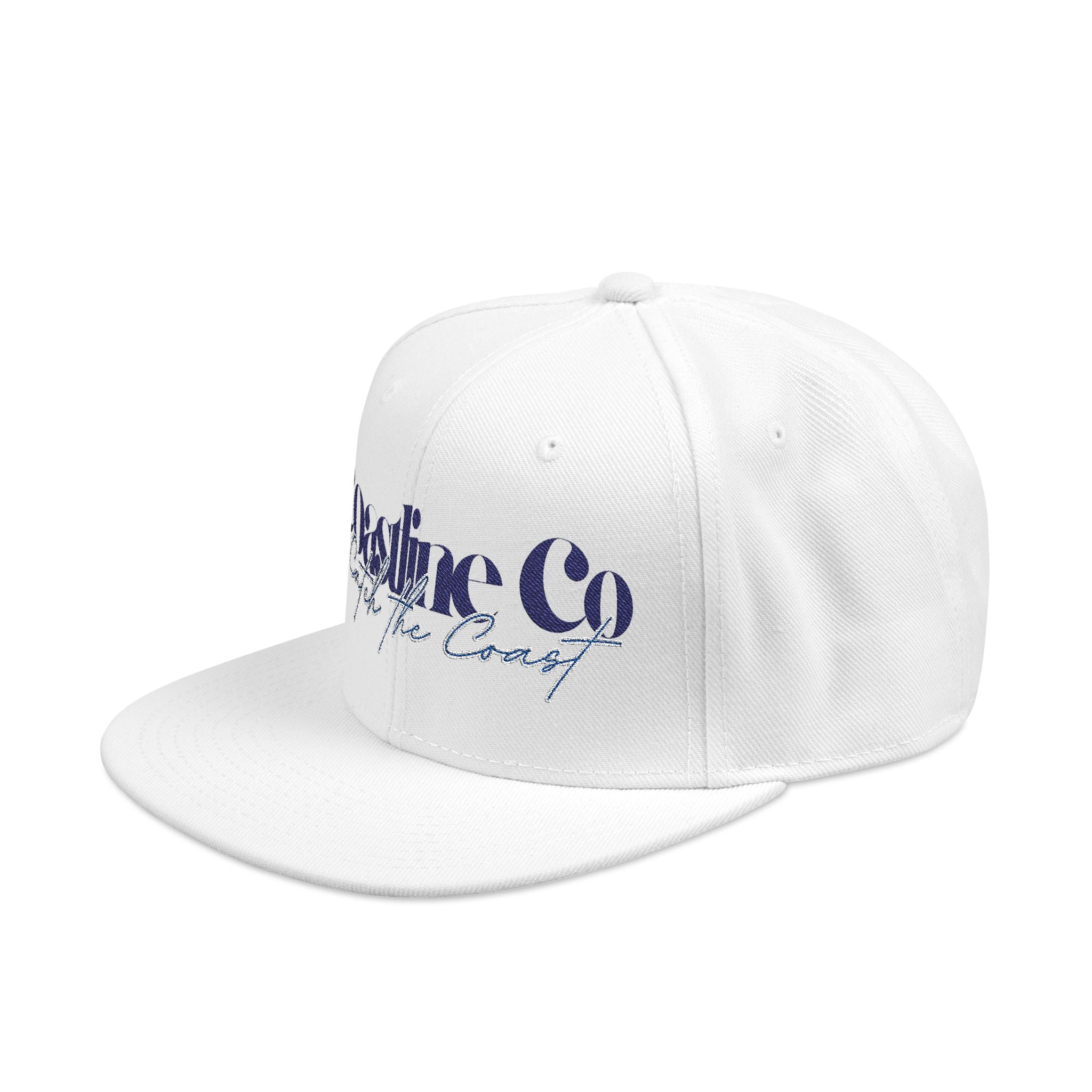 Embroidered Script Snapback Hat — Blue Silver Signature Cap