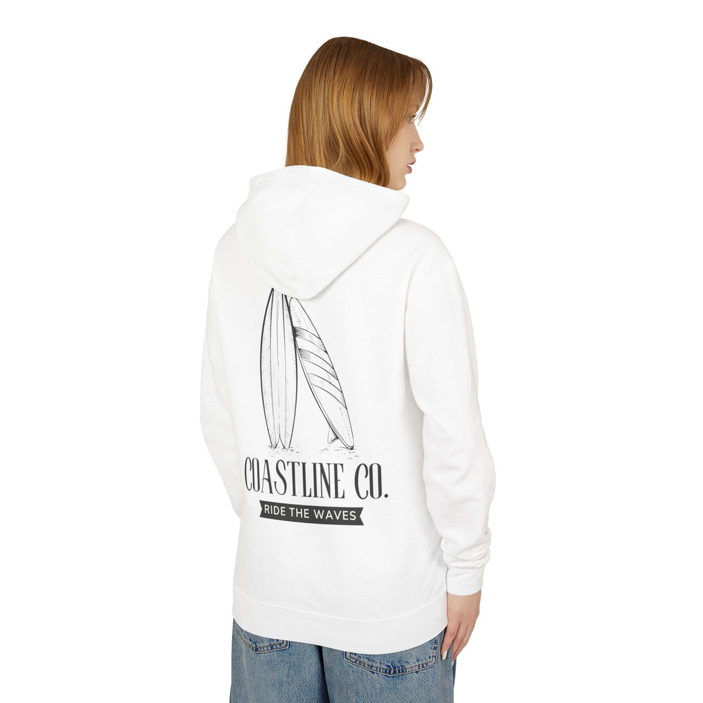 Coastline Co. Surf Hoodie — "Ride The Waves" Lightweight Hooded Sweatshirt