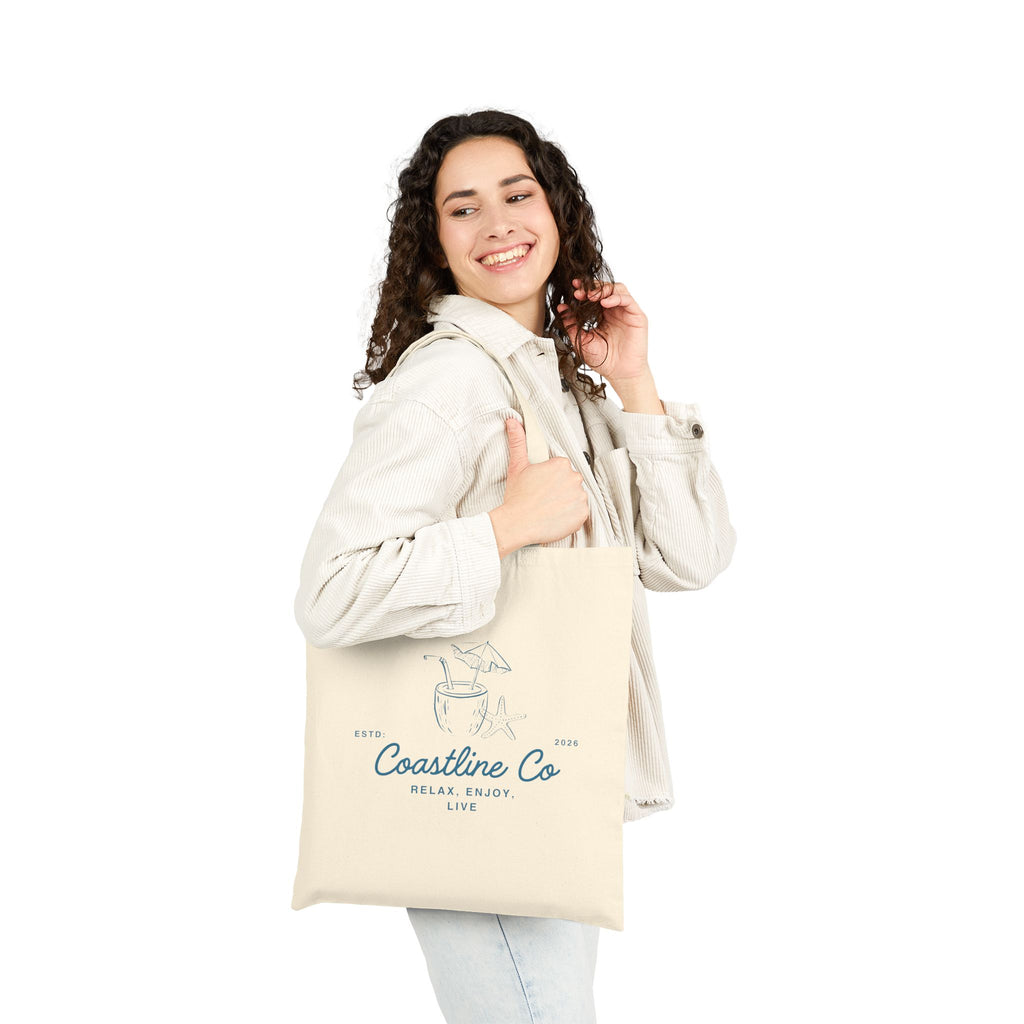 Coastline Co Canvas Tote Bag — Relax, Enjoy Beach Market Tote