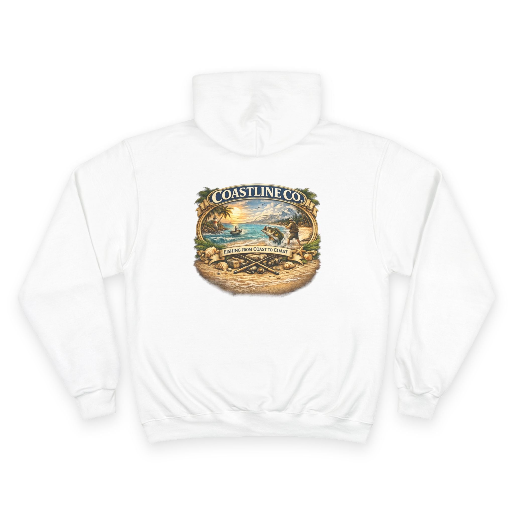 Coastline Co. Beach Scene Hoodie — Vintage Surf Sunset Pullover