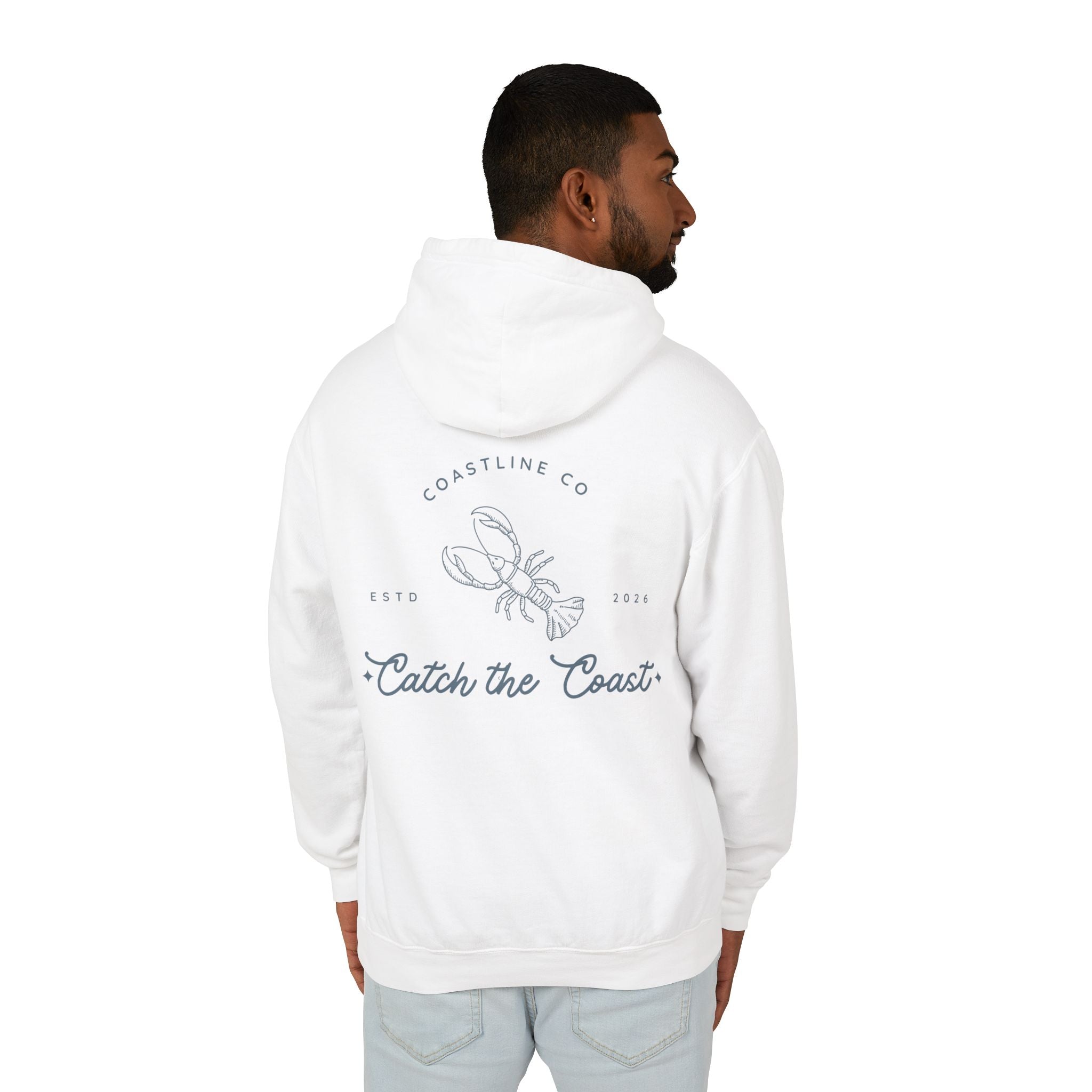 Catch the Coast Hoodie — Coastal Crab Graphic Lightweight Hooded Sweatshirt